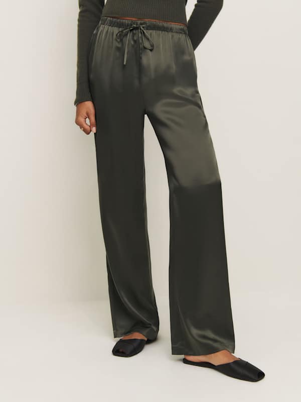 Gale Satin Mid Rise Bias Pant