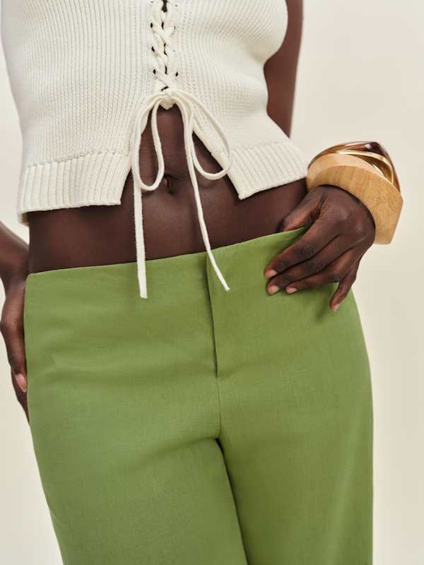 Gale Satin Mid Rise Bias Pant