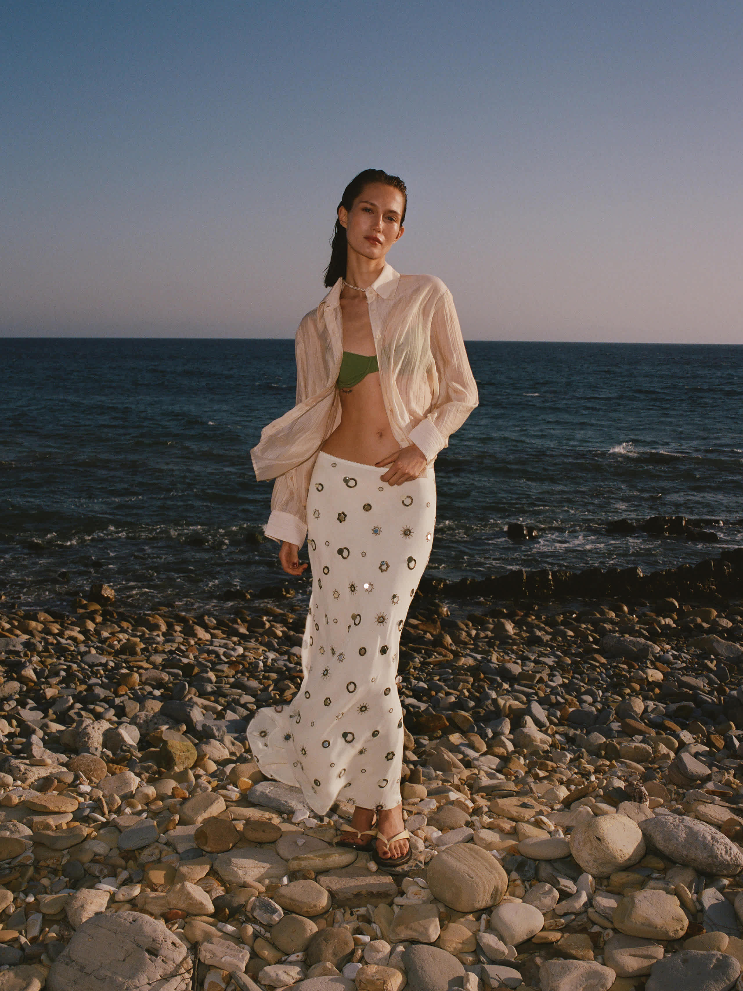 Reformation Layla Skirt Ivory Silk 0