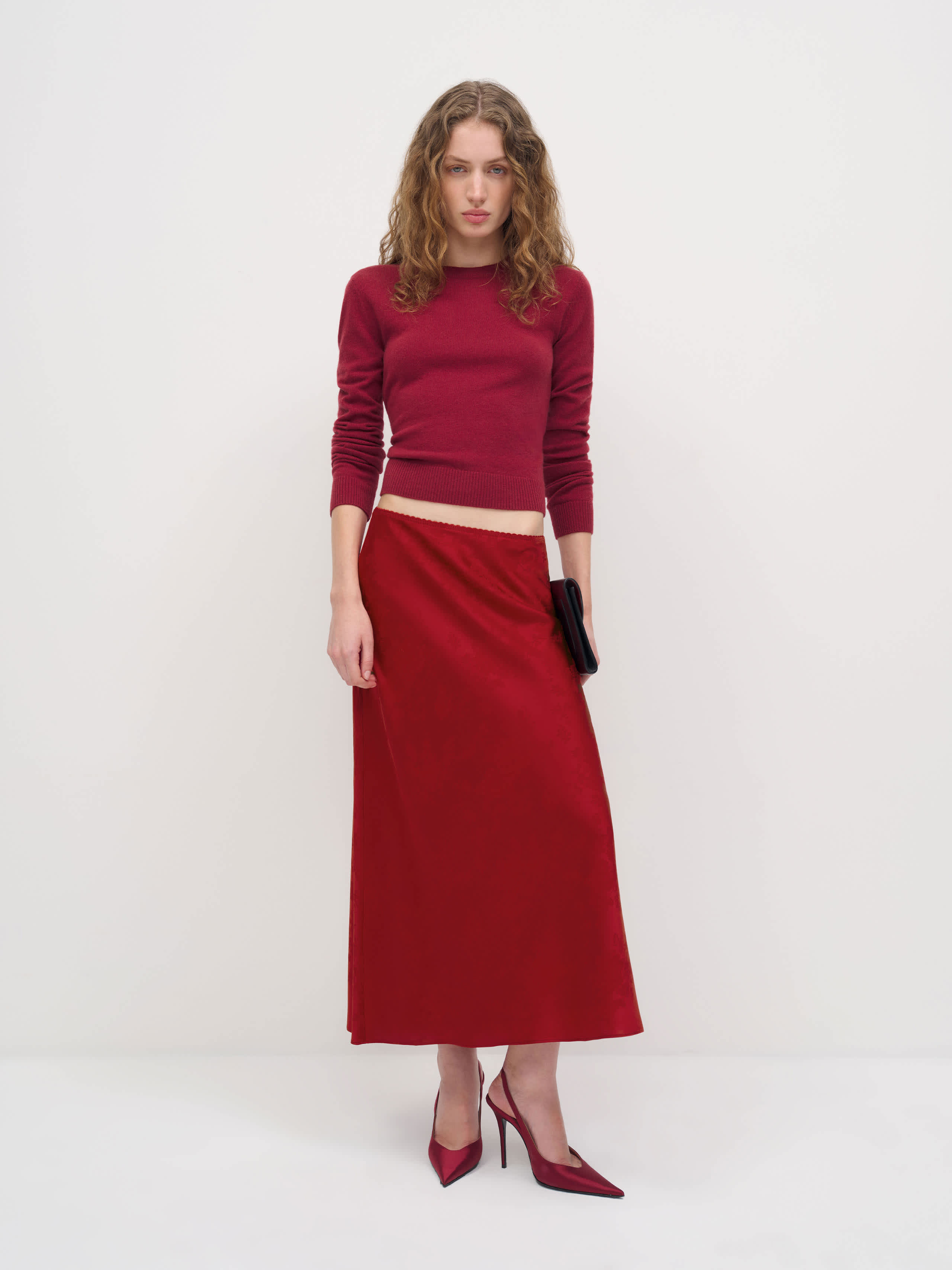 Reformation Layla Skirt Red Silk 10