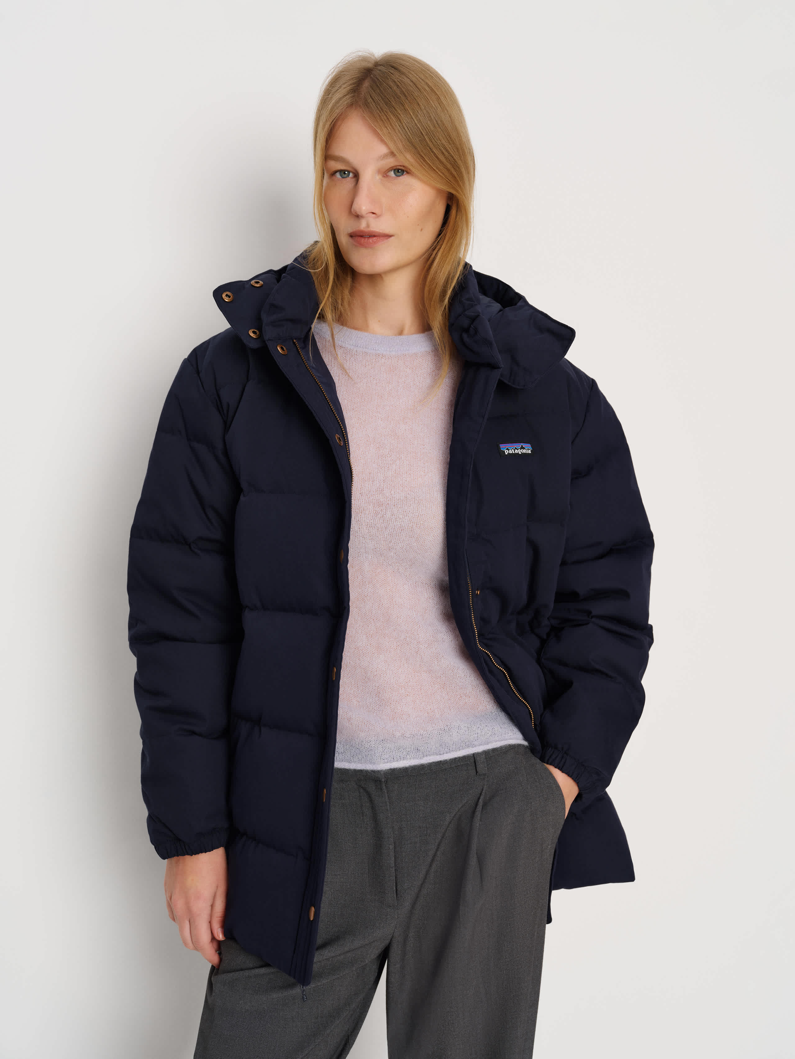 Patagonia W's Cotton Down Parka Sunken Blue Xs In Blue