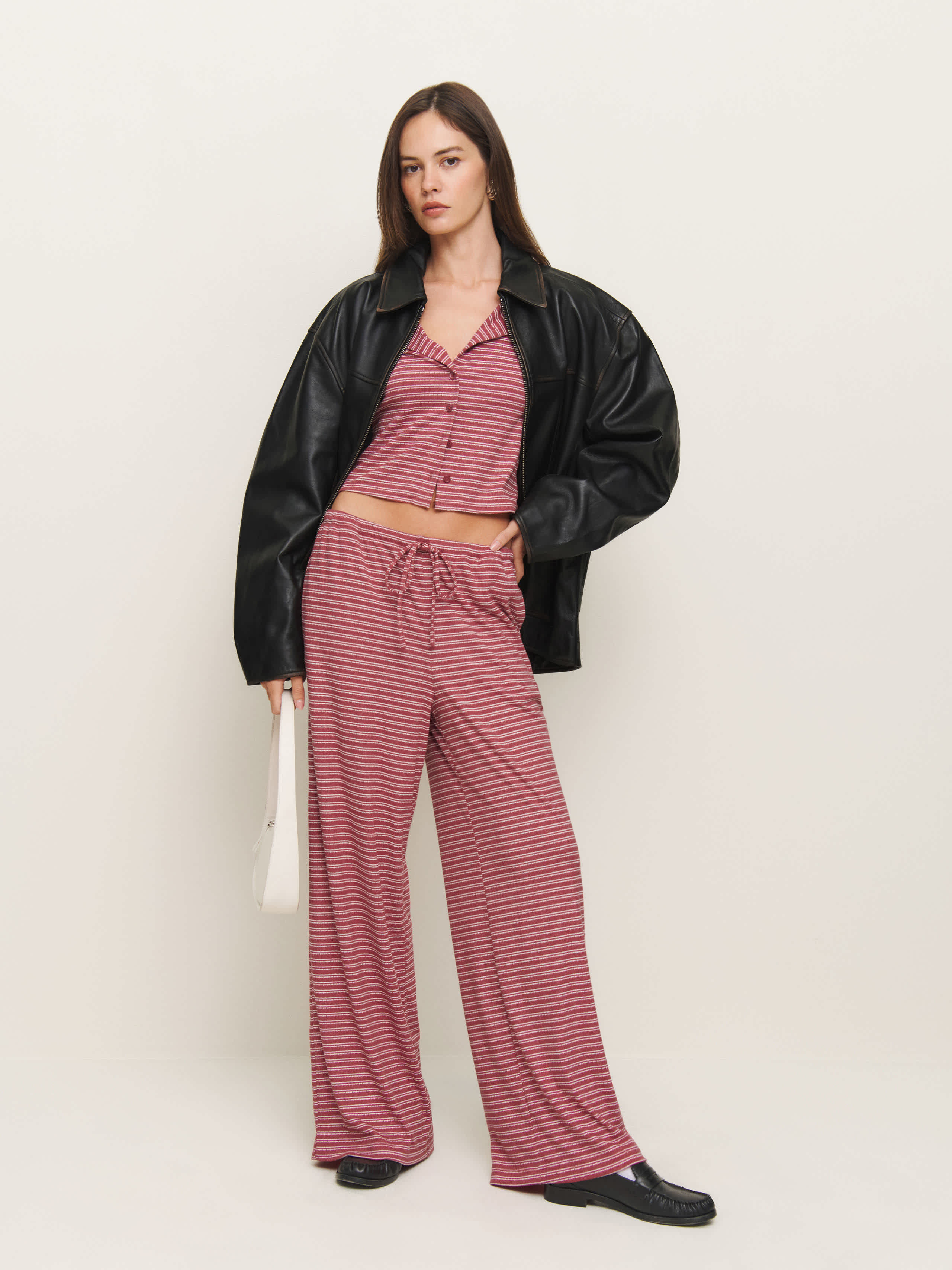 Reformation Olina Knit Pant Red Stripe Medium