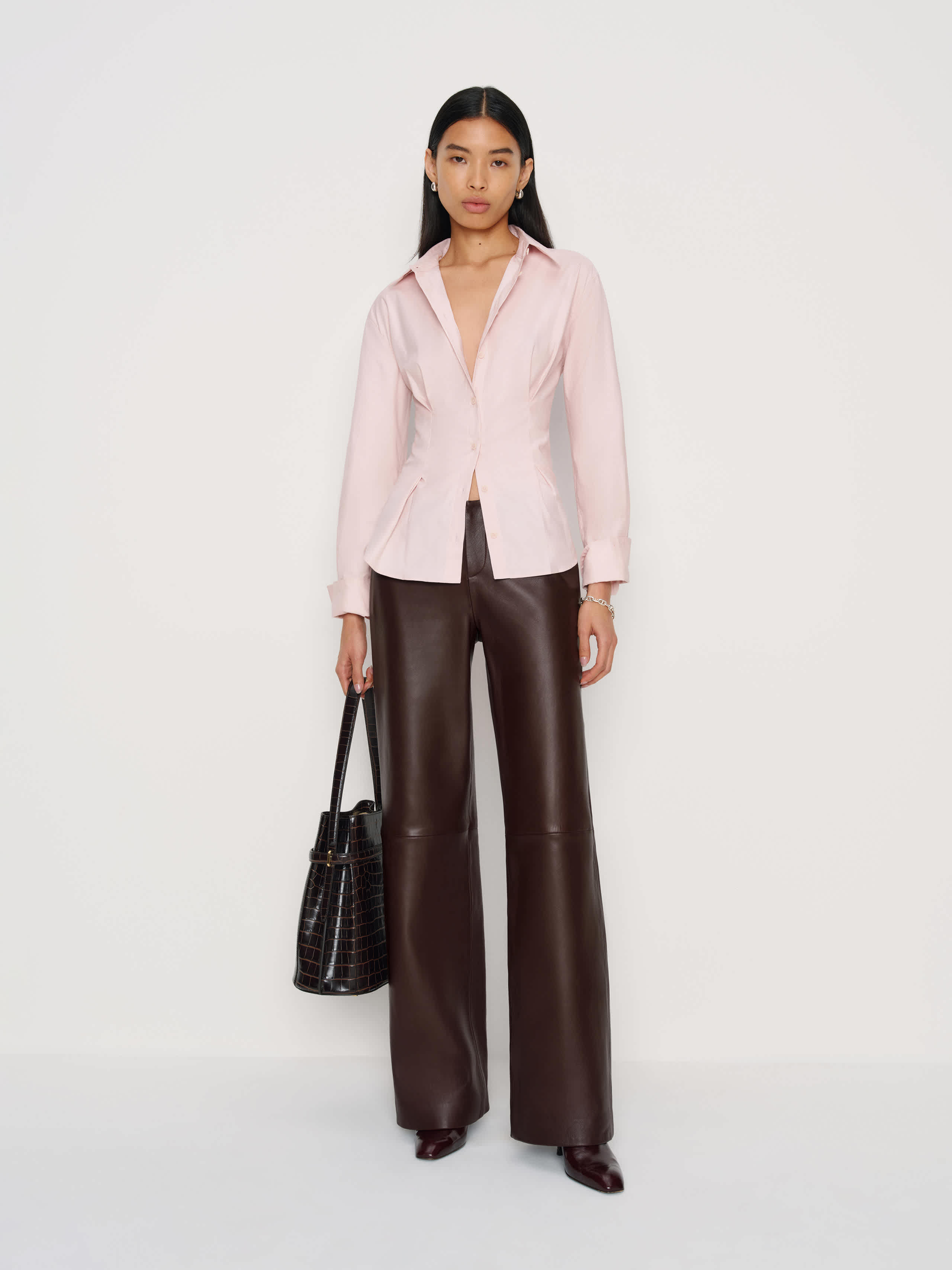 Veda Vida Low Rise Leather Pant Red 8 In Red