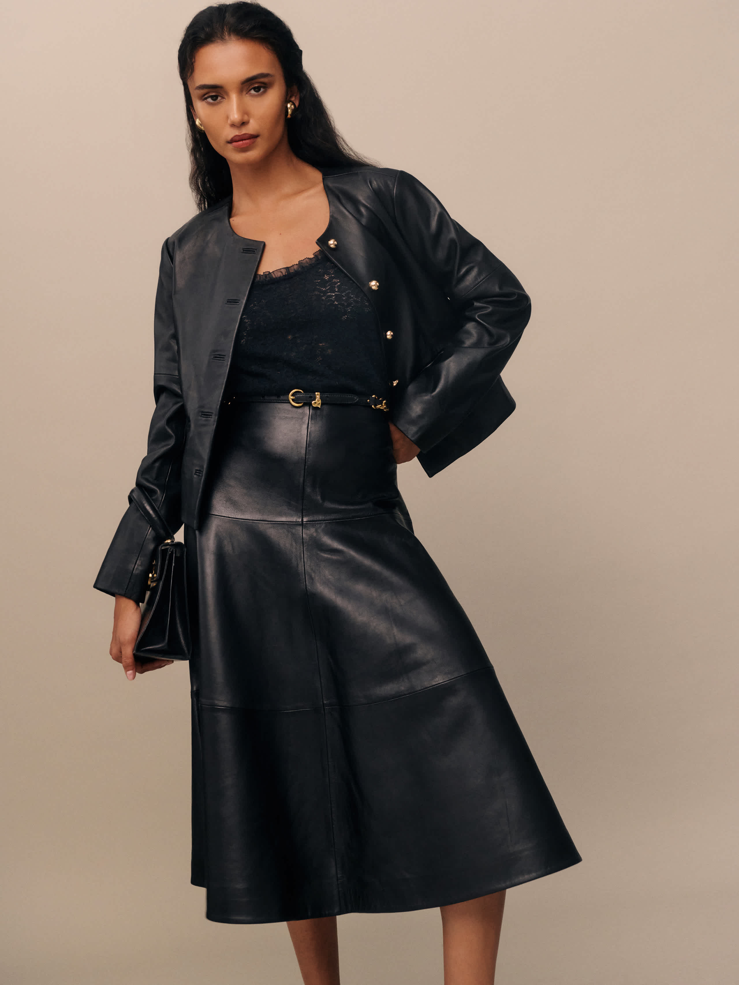 Veda Carmen Leather Skirt Black 6