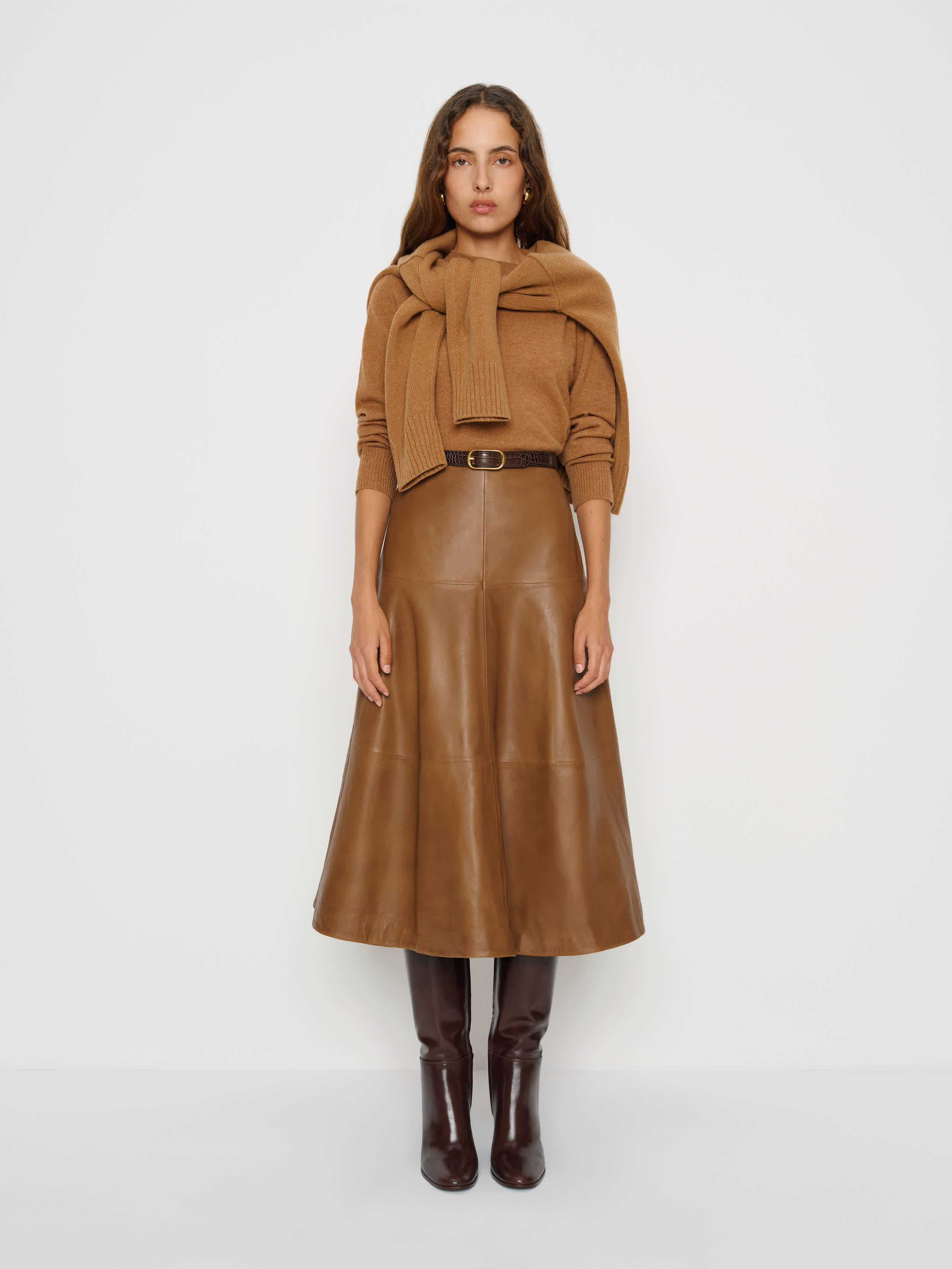Veda Carmen Leather Skirt Brown 8