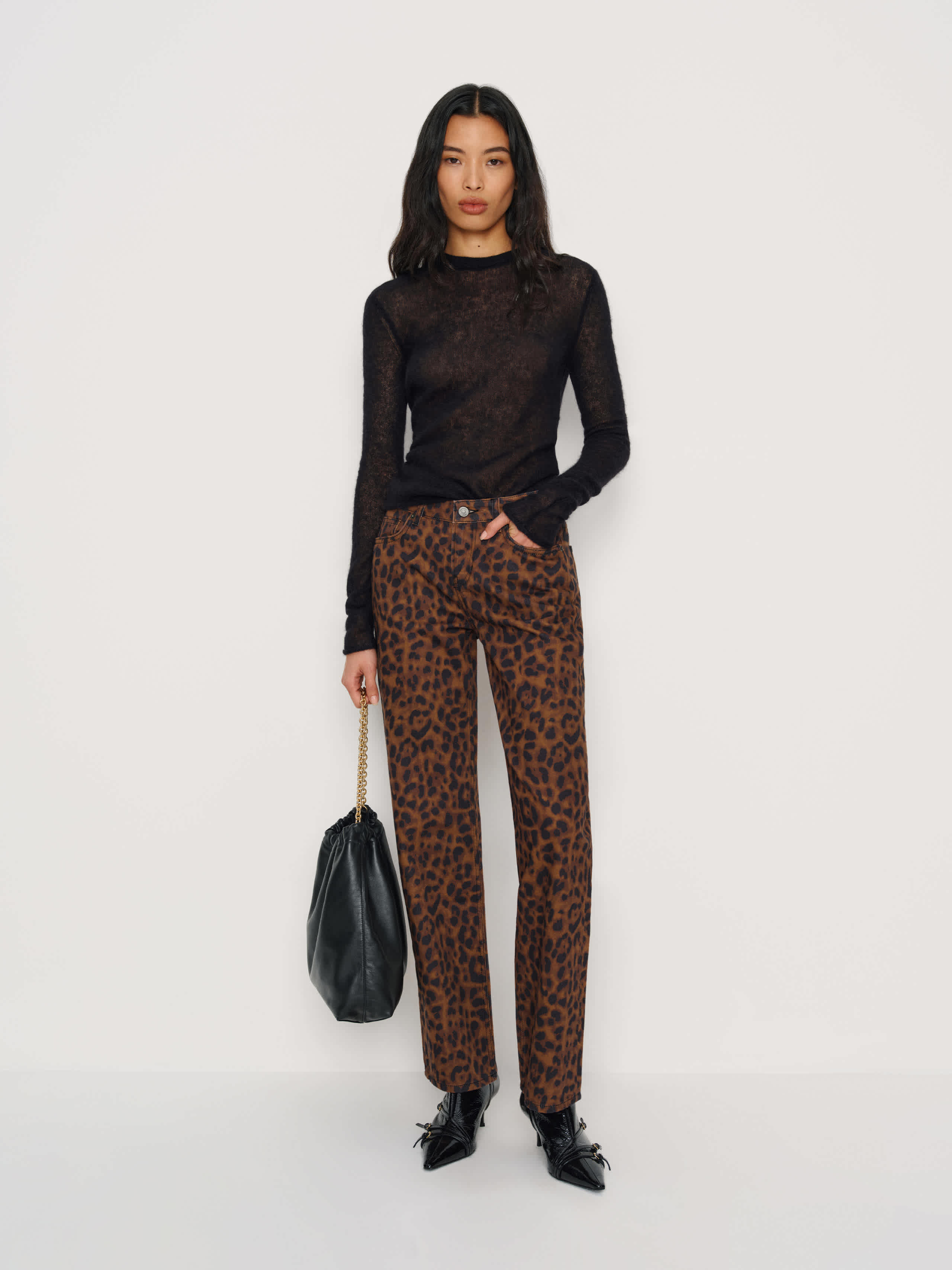 Reformation Charlee Low Rise Straight Leg Jeans Brown Denim 33