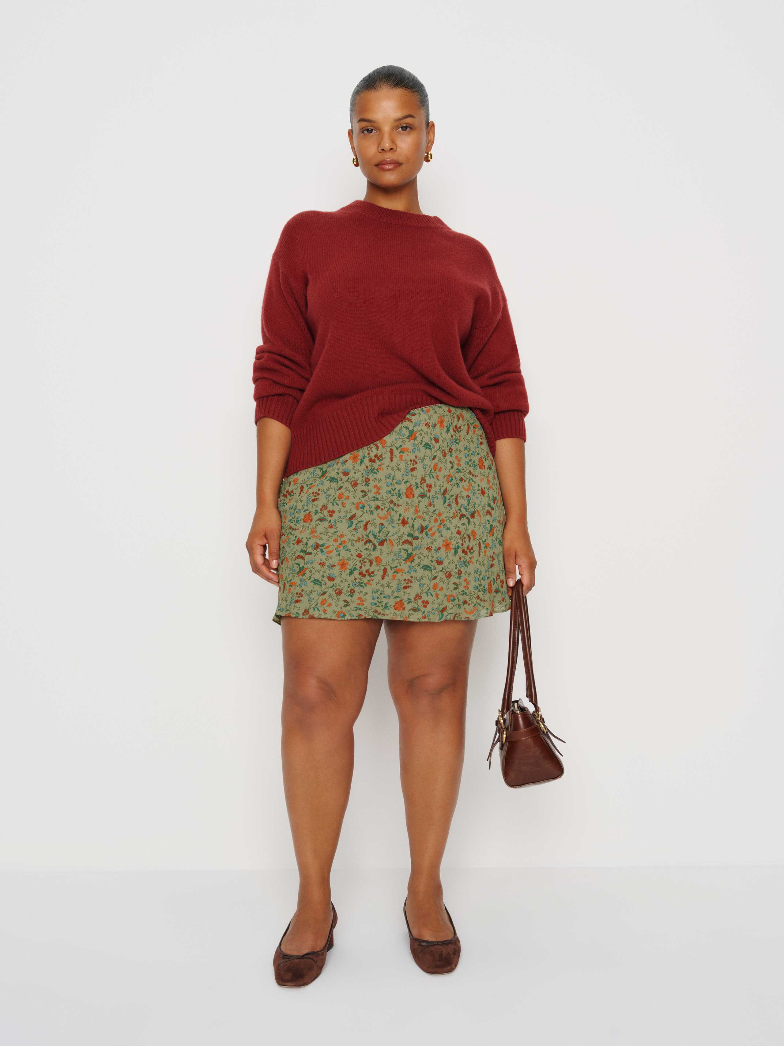 Reformation Brandy Skirt Es Green Lace 3x In Multi