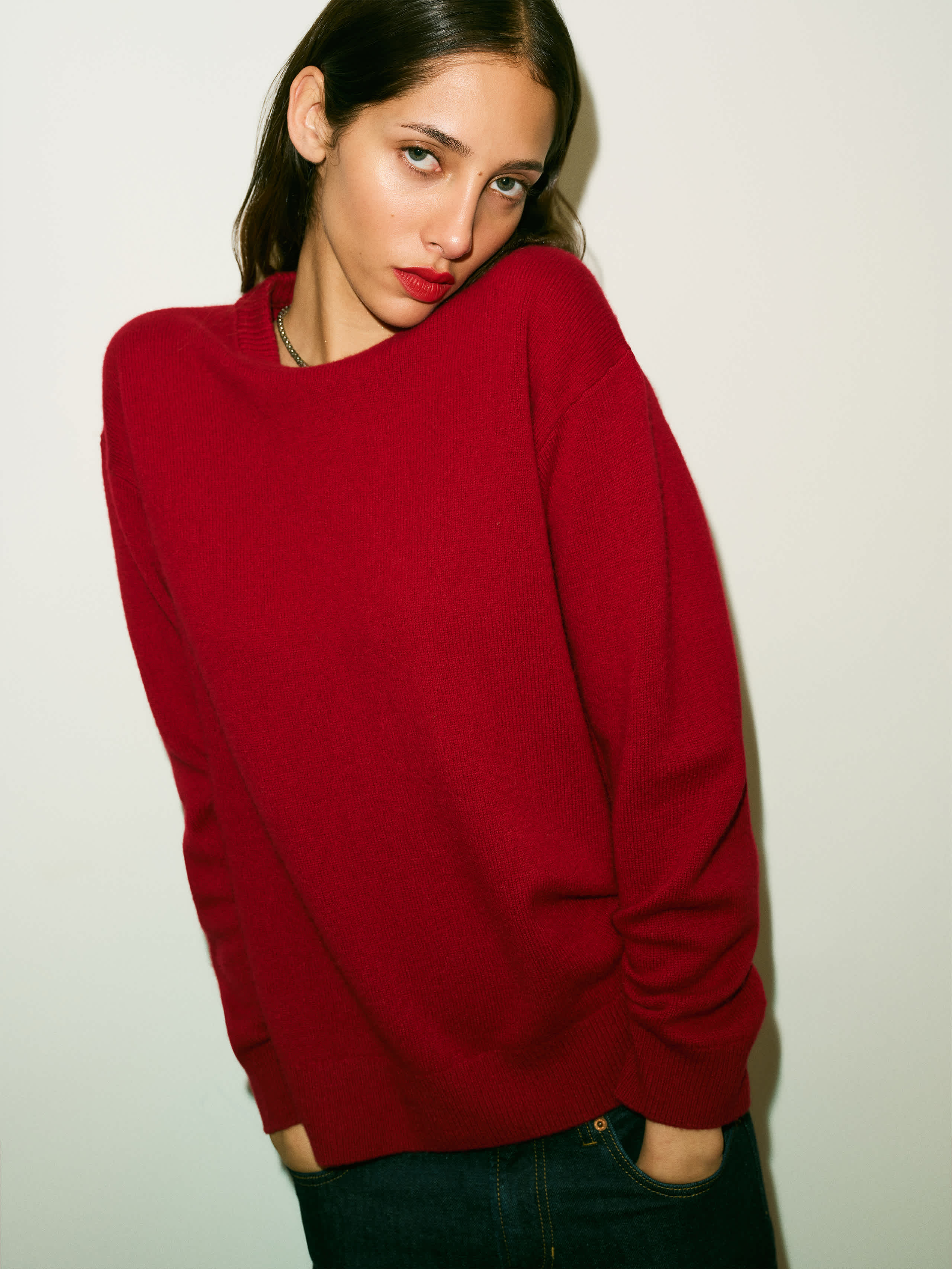 Reformation Fabian Crew Sweater Red Xl