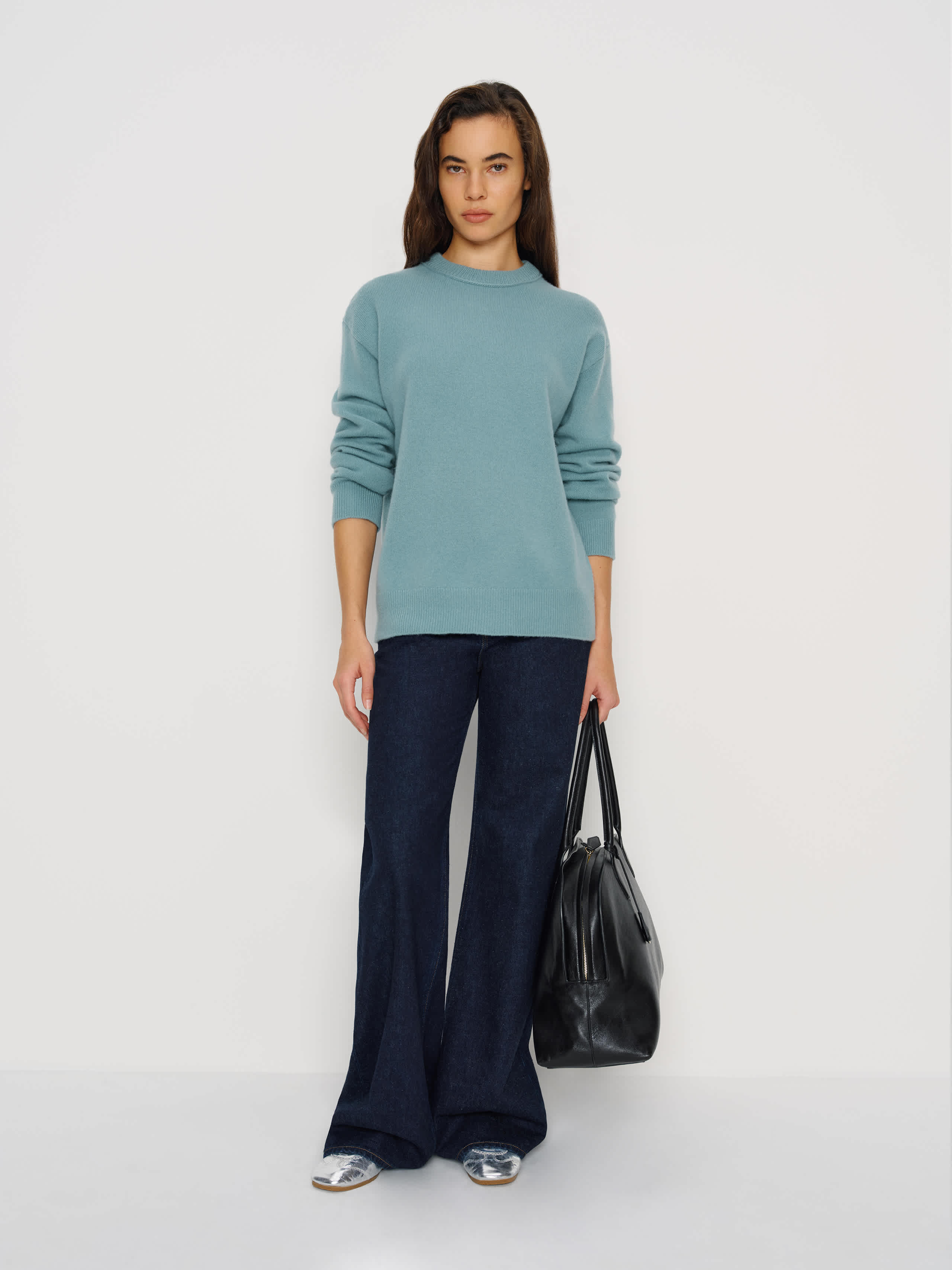 Reformation Fabian Crew Sweater Blue Xs In Blue