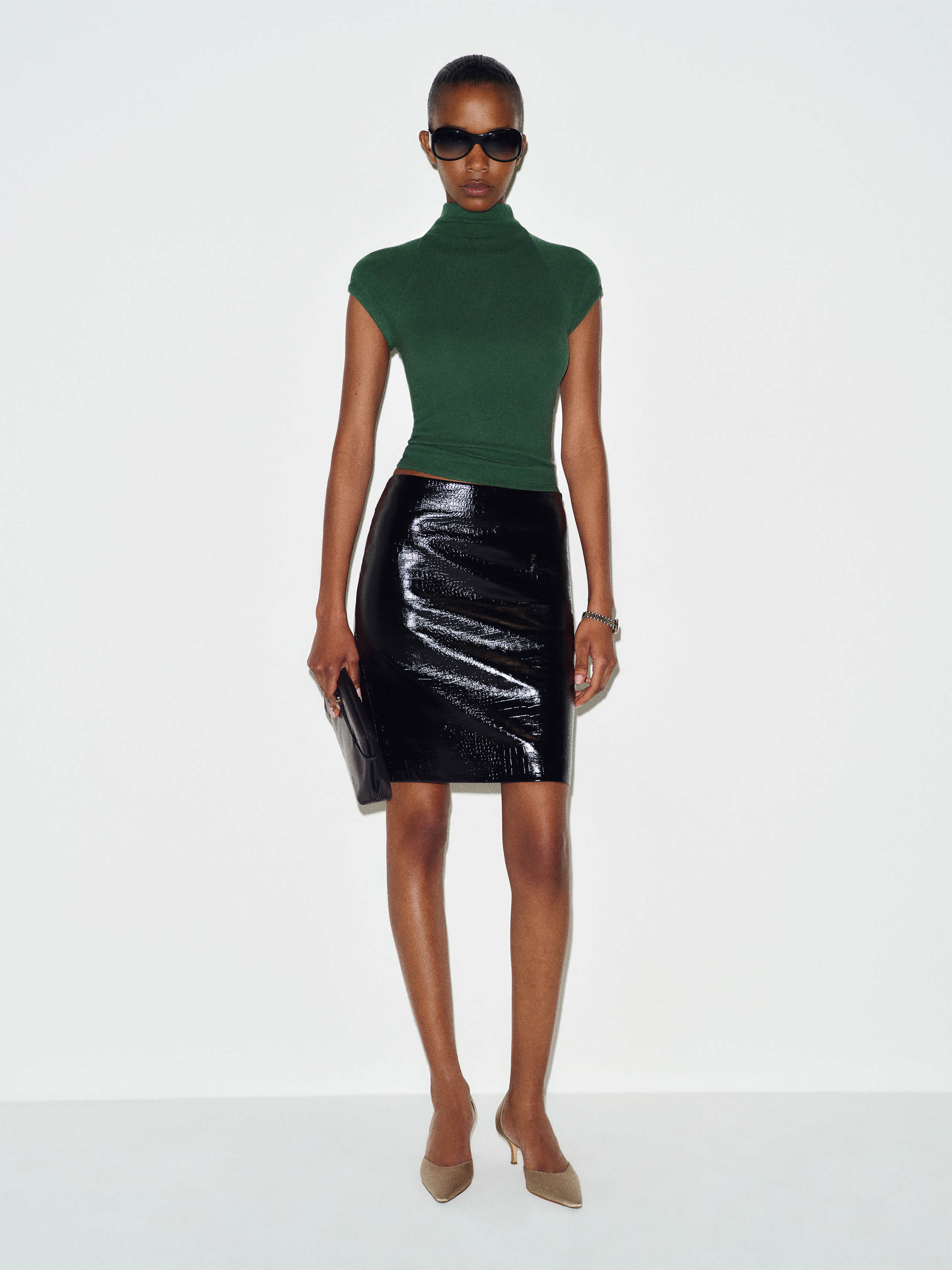 Reformation Pien Knit Top Evergreen Large In Green