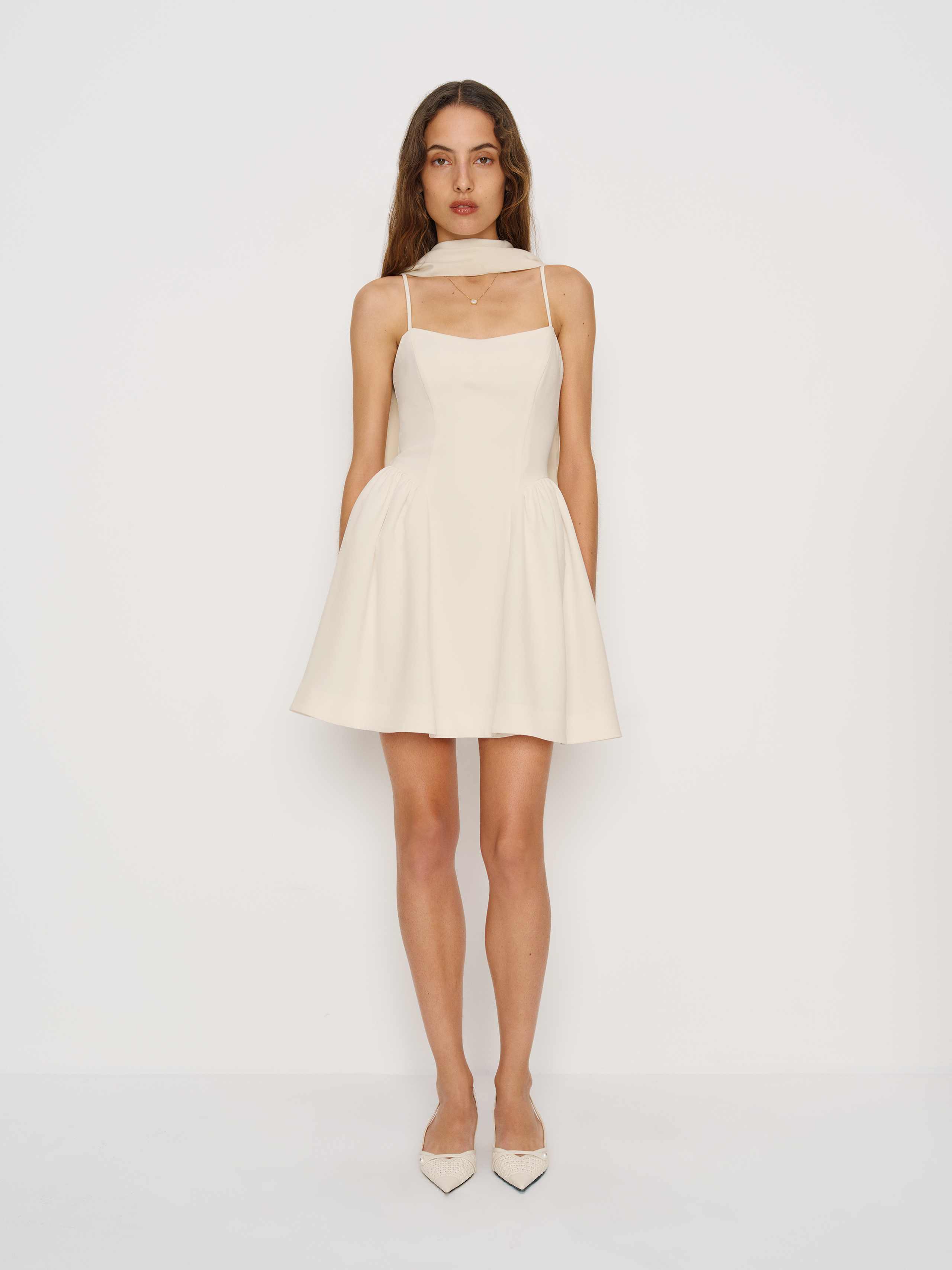 Reformation Bonie Mini Dress Ivory 12 In White