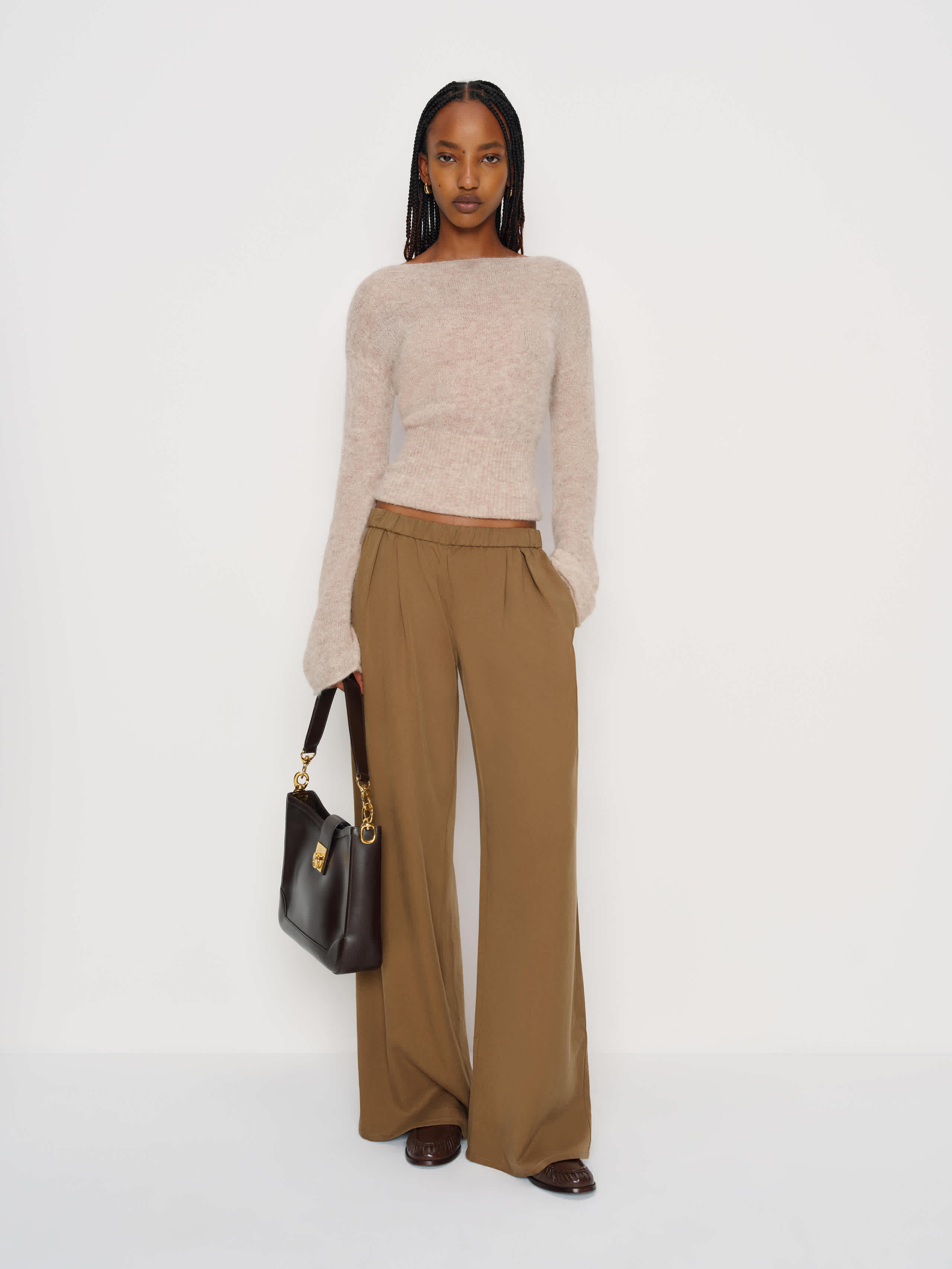 Reformation Marion Low Rise Pant Brown Xs In Multi