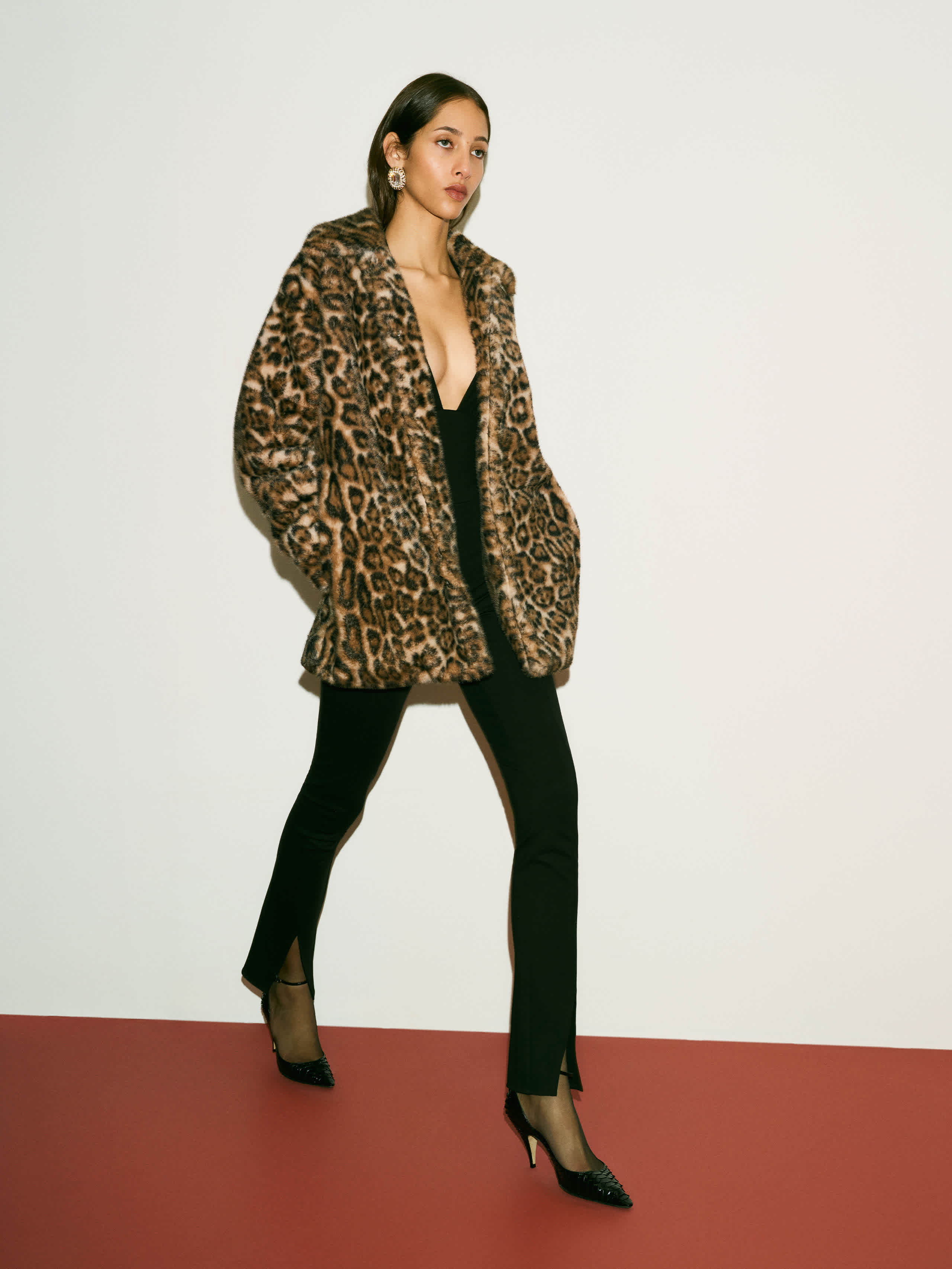 Reformation Sable Faux Fur Coat Brown Xxs