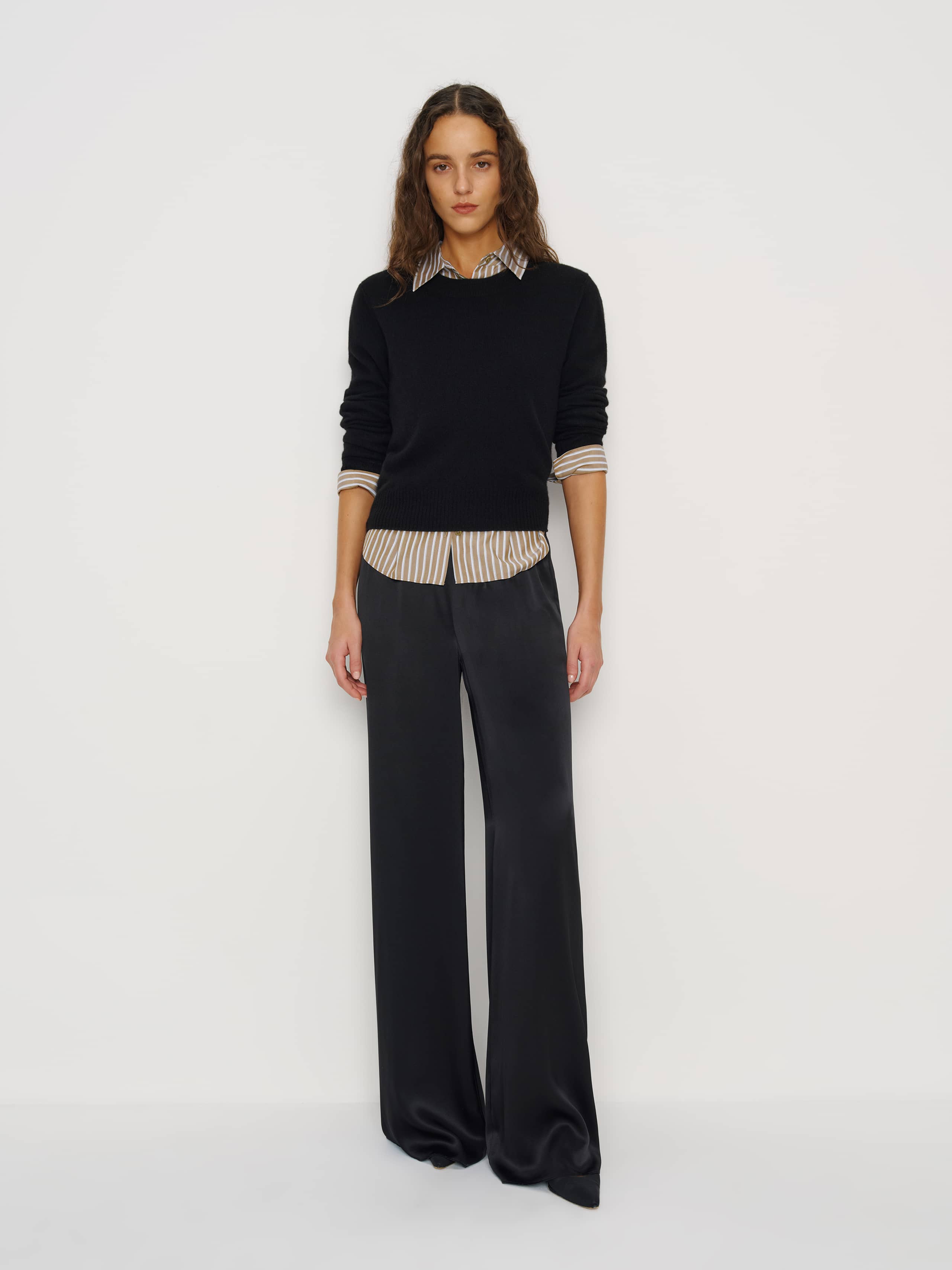 Reformation Celine Low Rise Silk Wide Leg Pant Black Xs