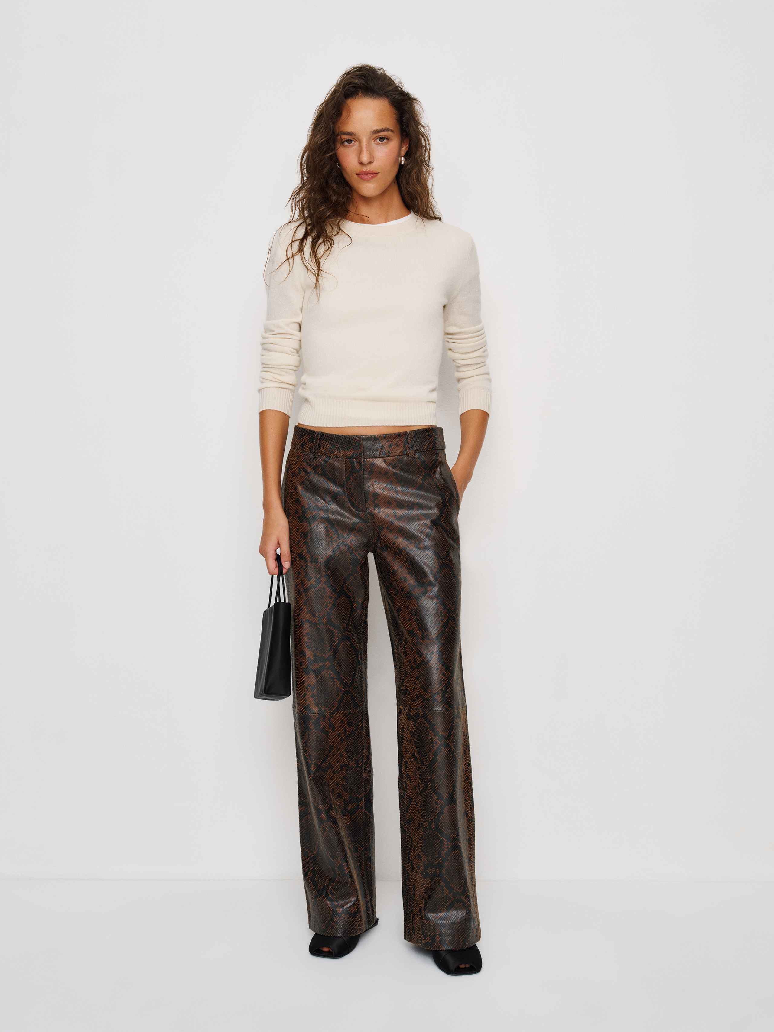 Veda Gisele Low Rise Leather Pant 12 In Brown