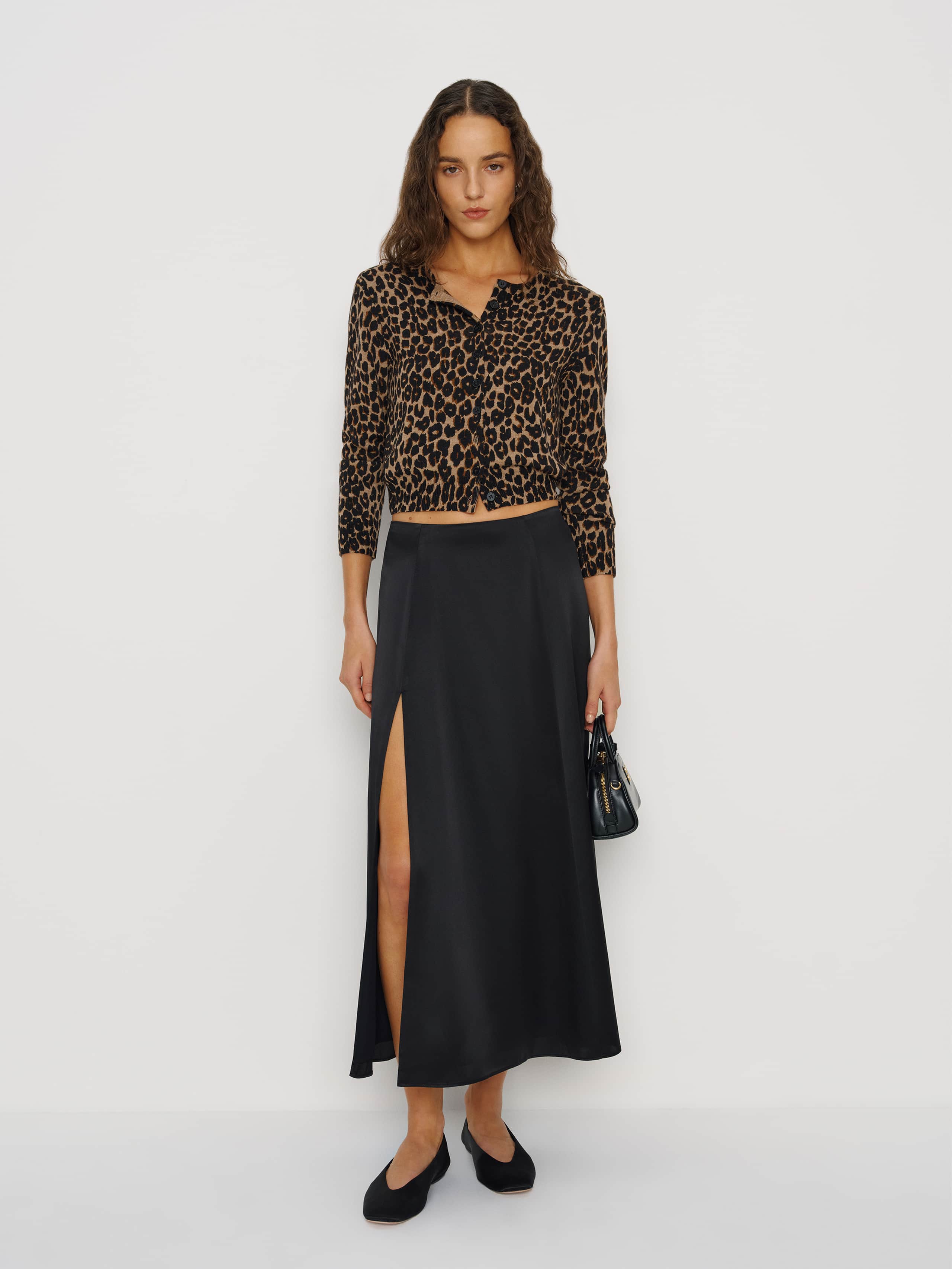 Reformation Zoe Silk Skirt Black 12