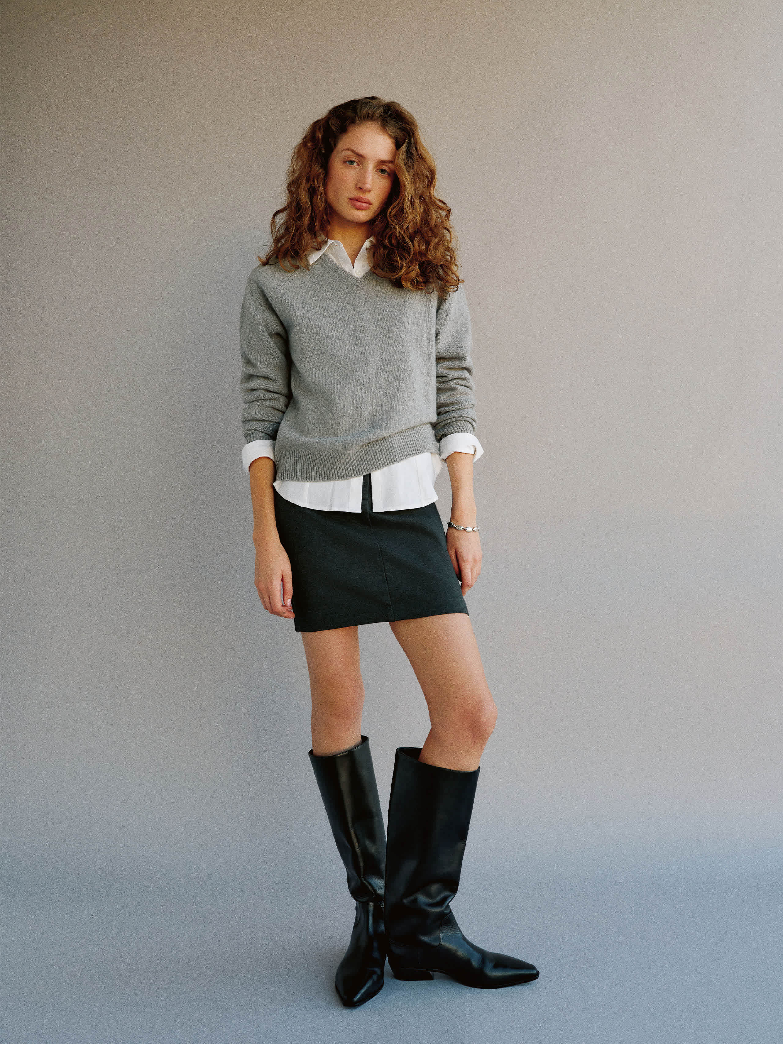 Reformation Theo Knit Skirt Dark Grey 4