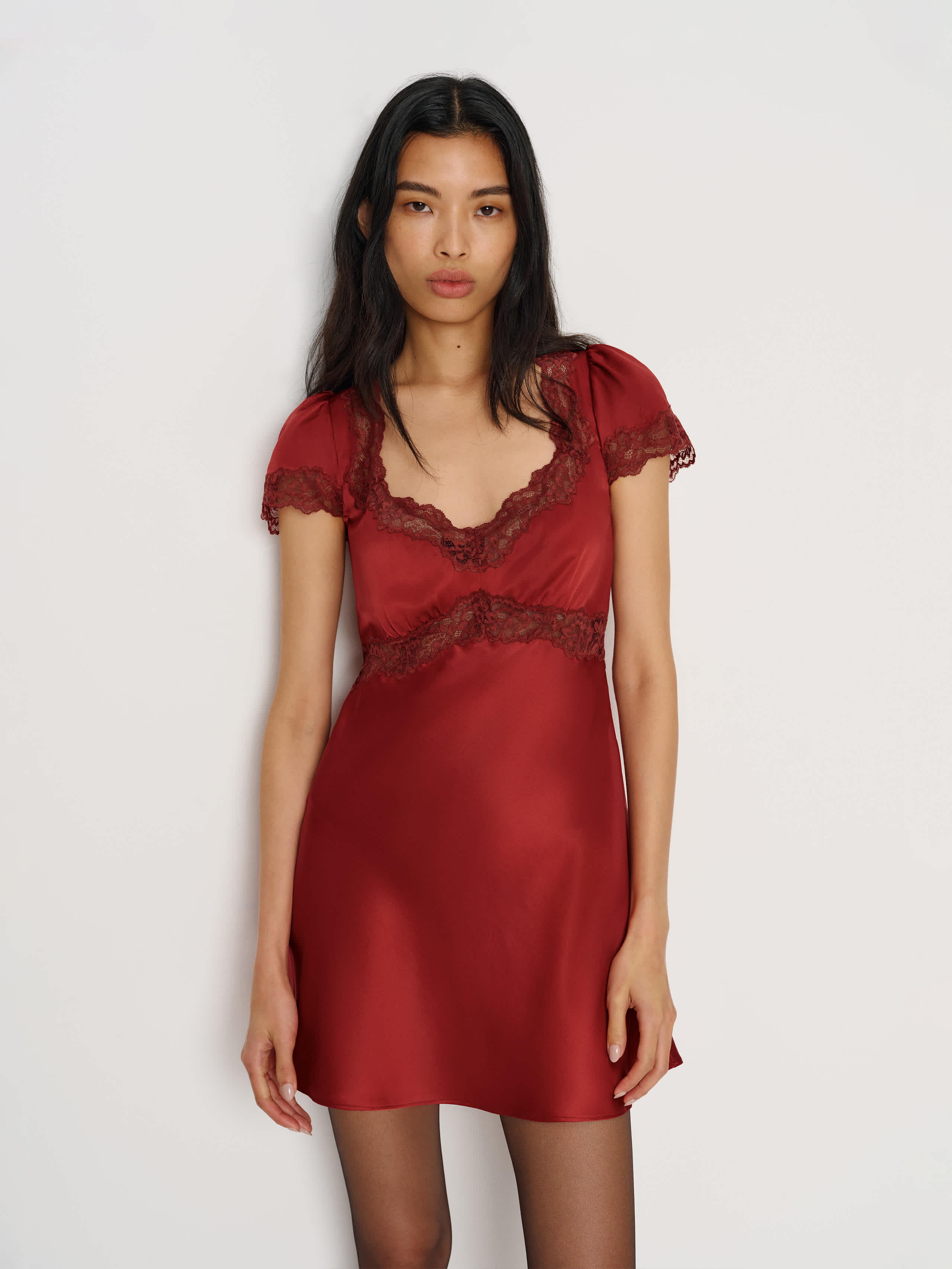 Reformation Romi Silk Dress Red XL