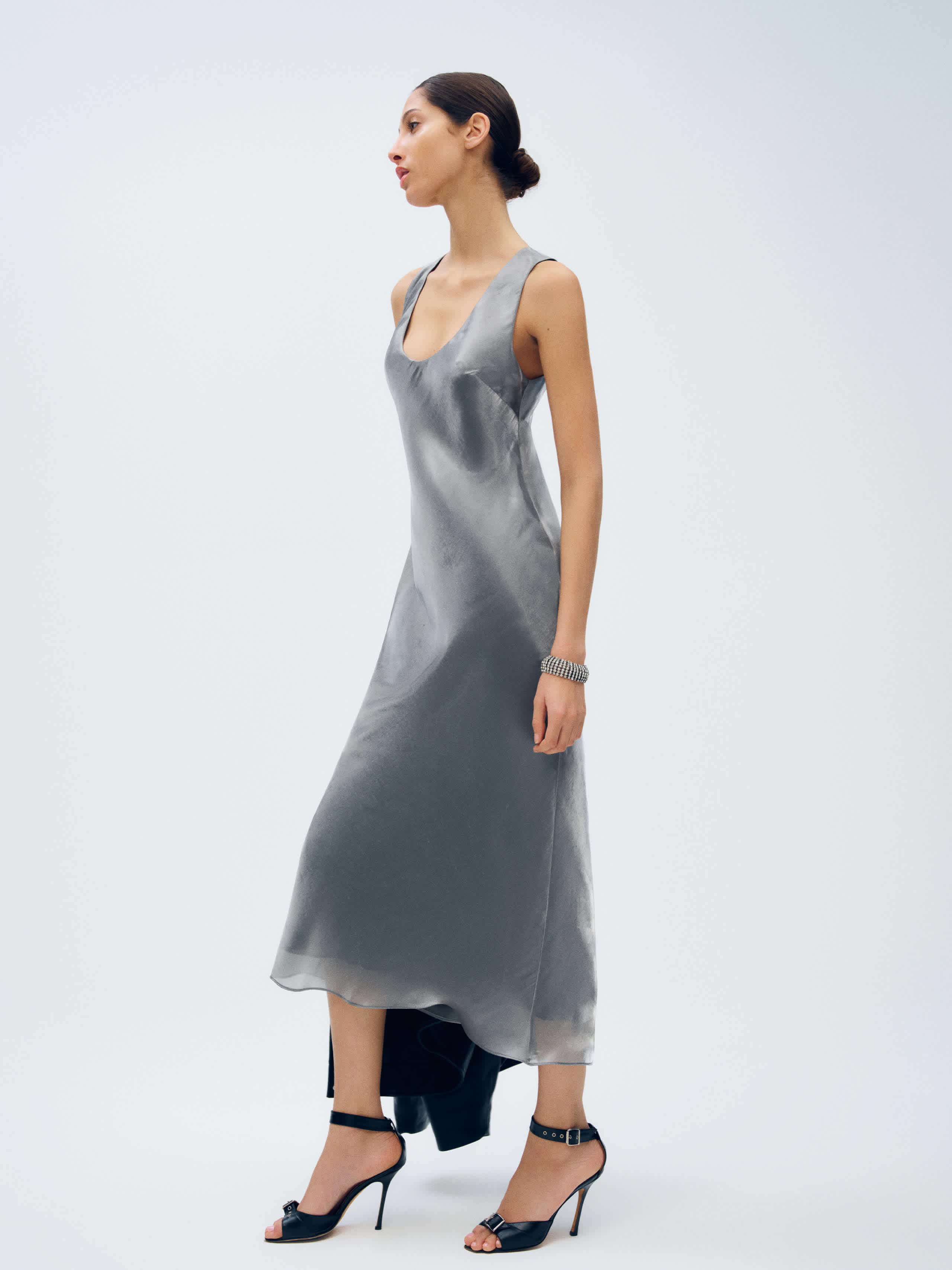 Reformation Robe Soleia Gris L In Gray