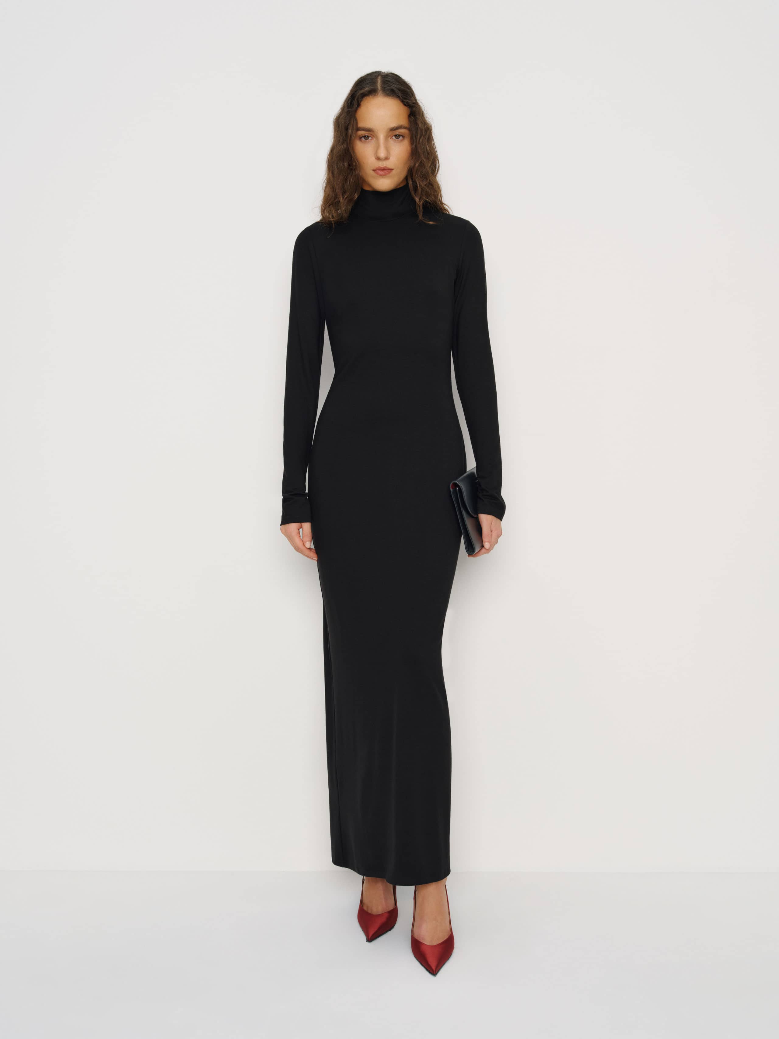 Reformation Celina Knit Dress Black Xl