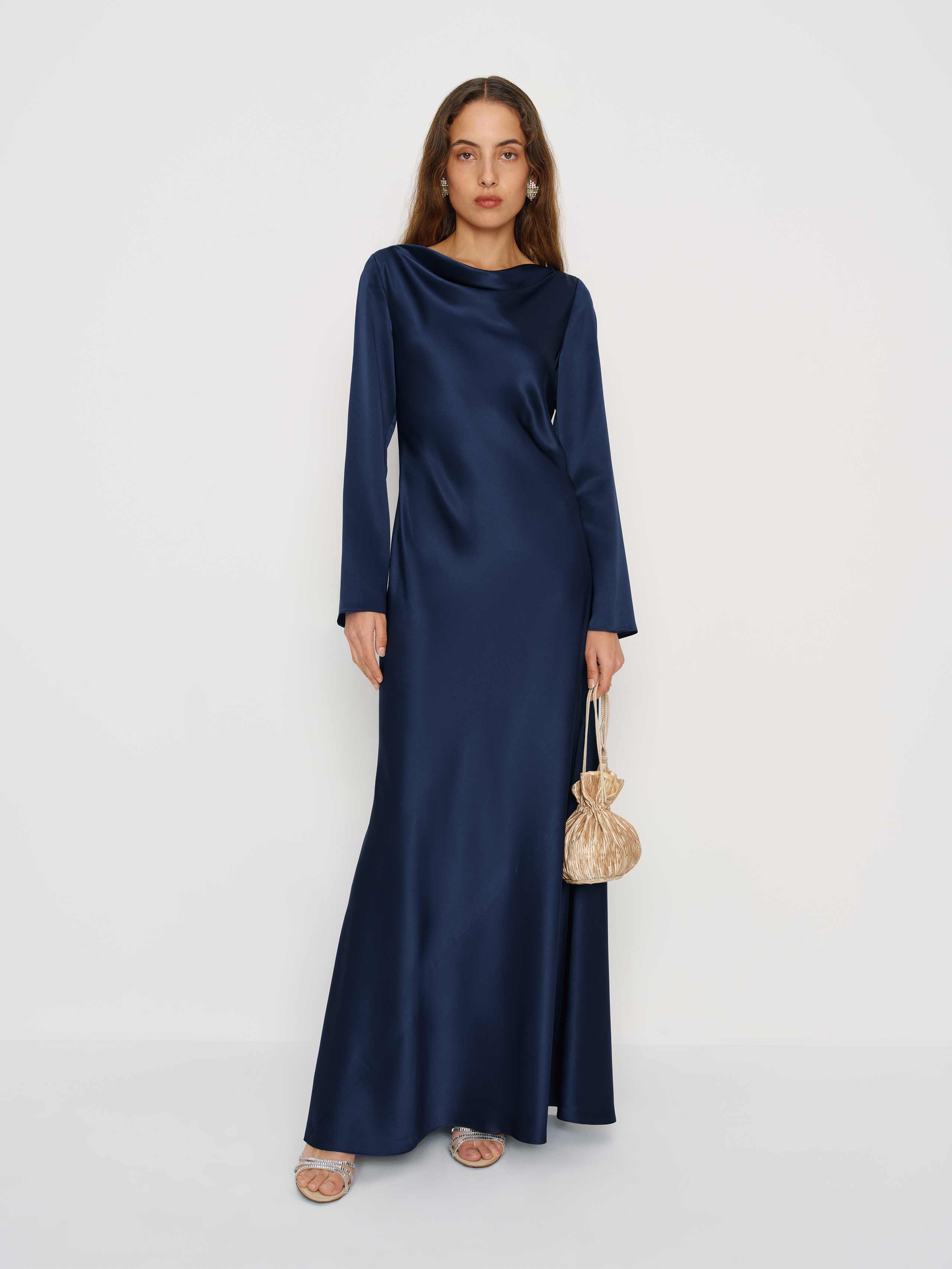 Reformation Pike Silk Maxi Dress Blue 12