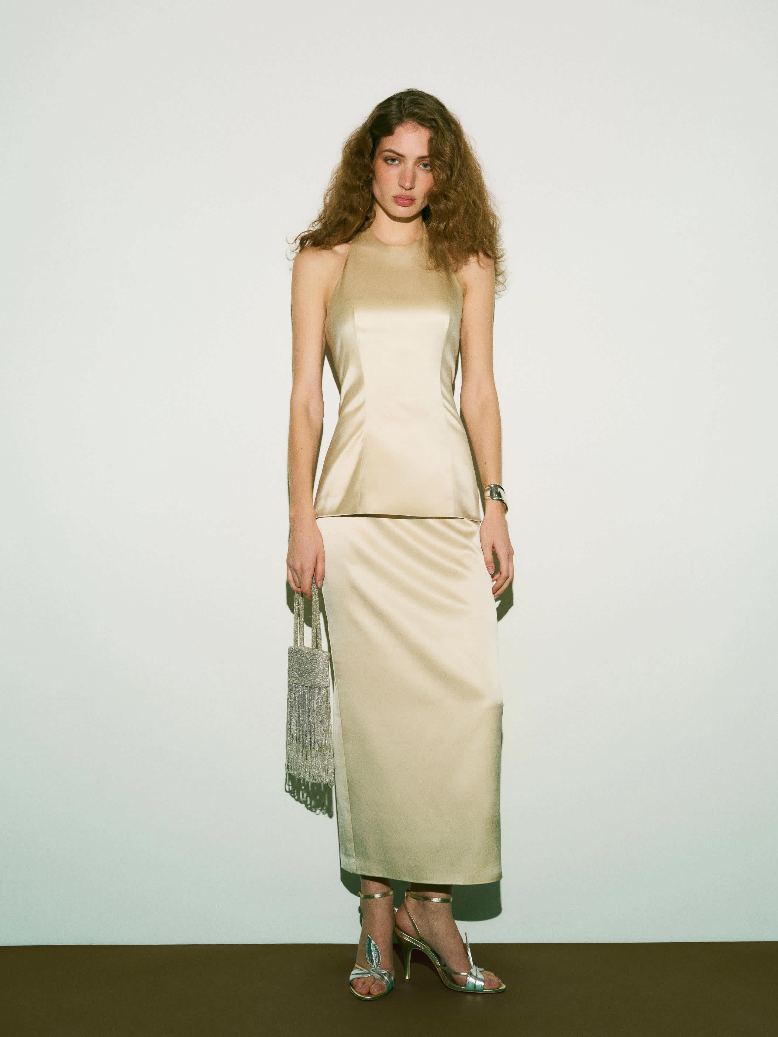 Reformation Celine Silk Two Piece Ivory 12 In White