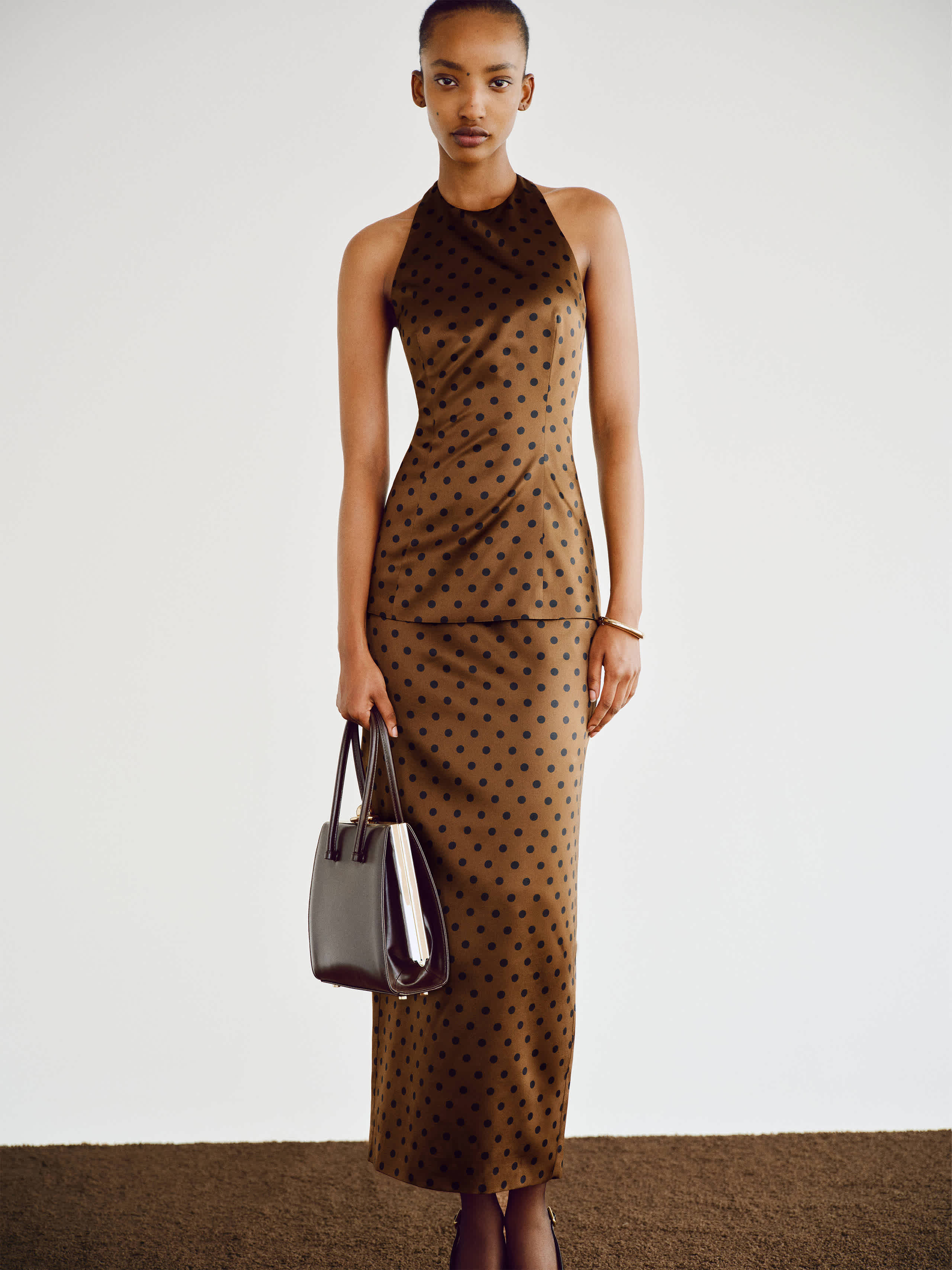 Reformation Celine Silk Two Piece Brown 12