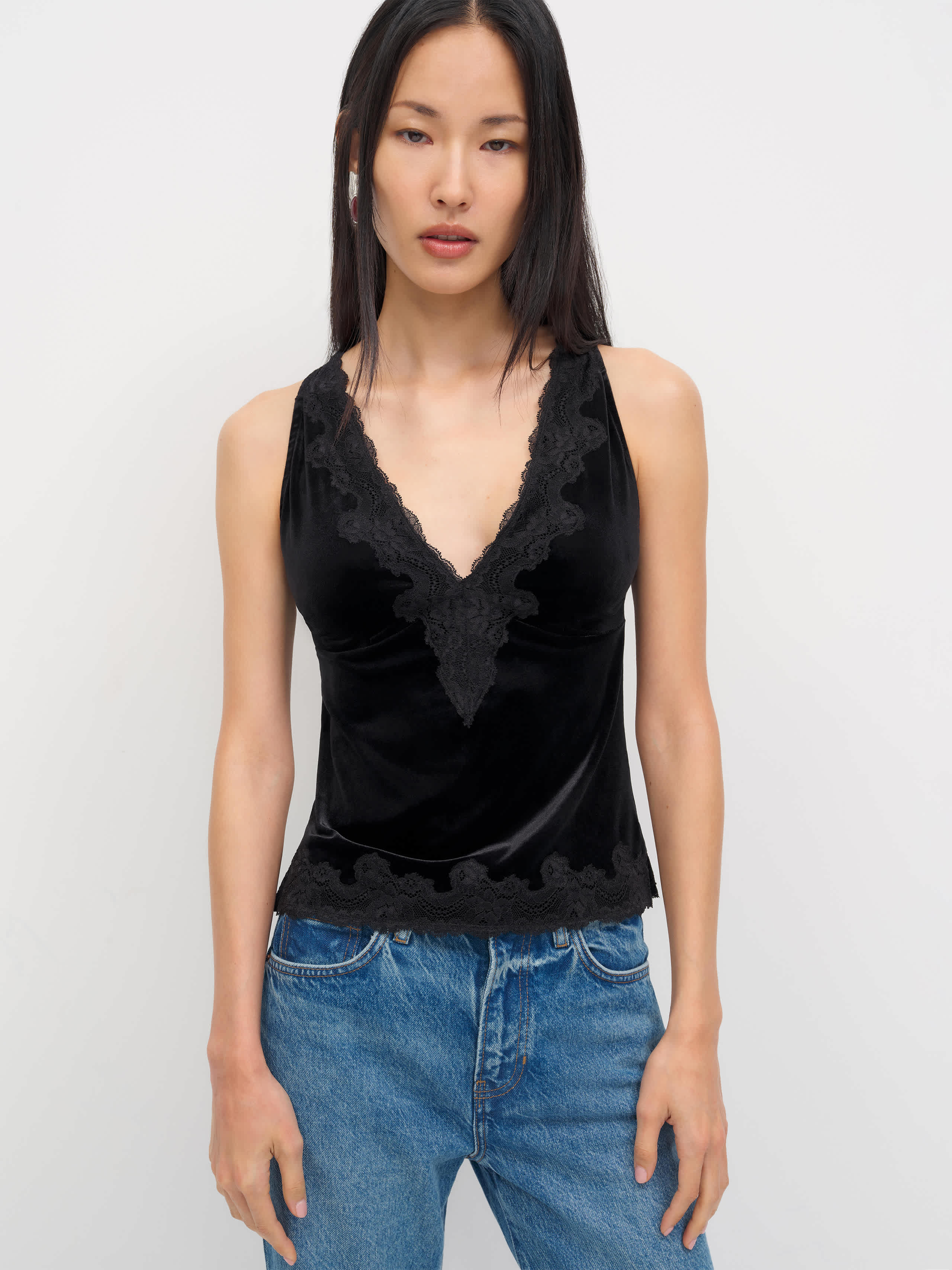 Reformation Ashlynn Knit Top Black Velvet Xs