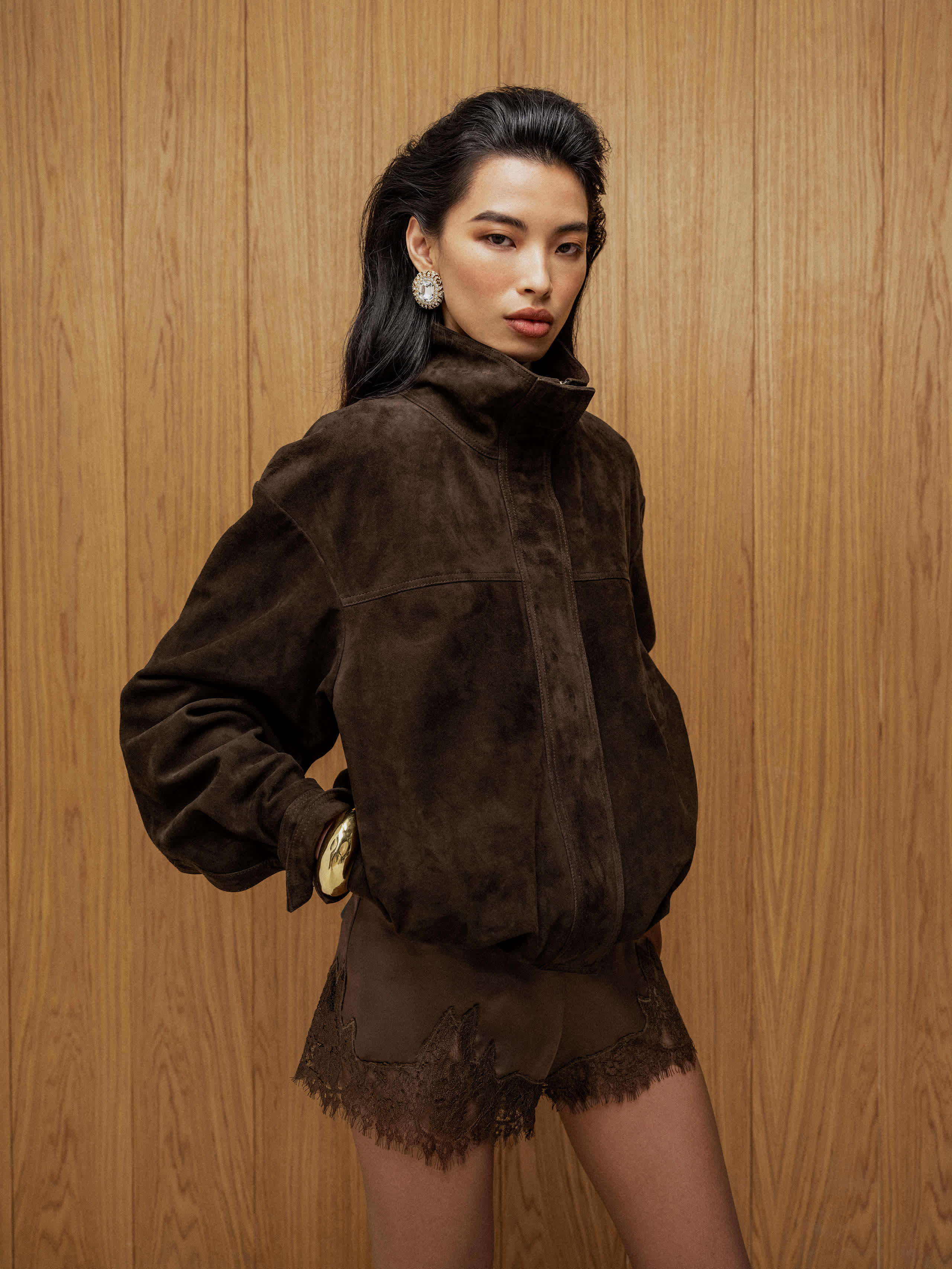 Reformation Veda Kendall Suede Jacket Brown Xs