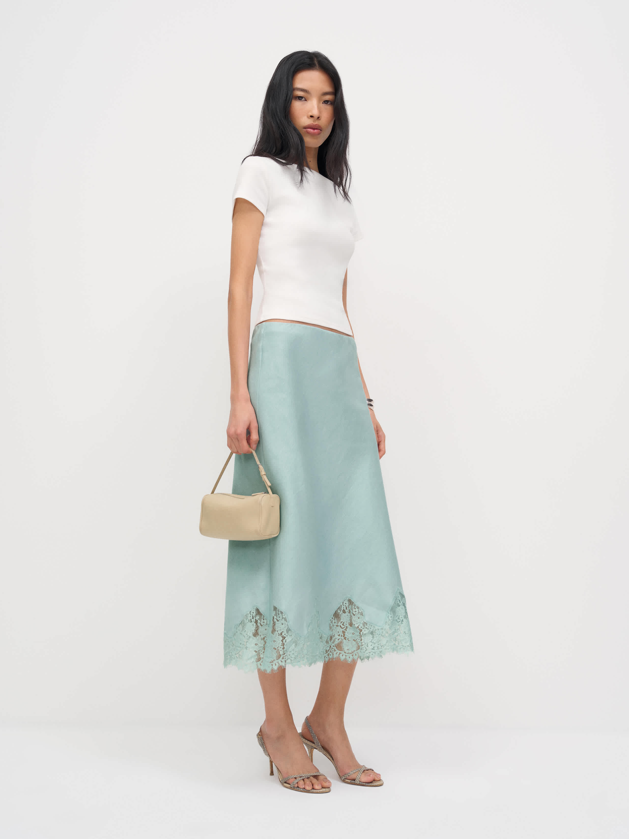 Reformation Carolina Linen Skirt Blue Large