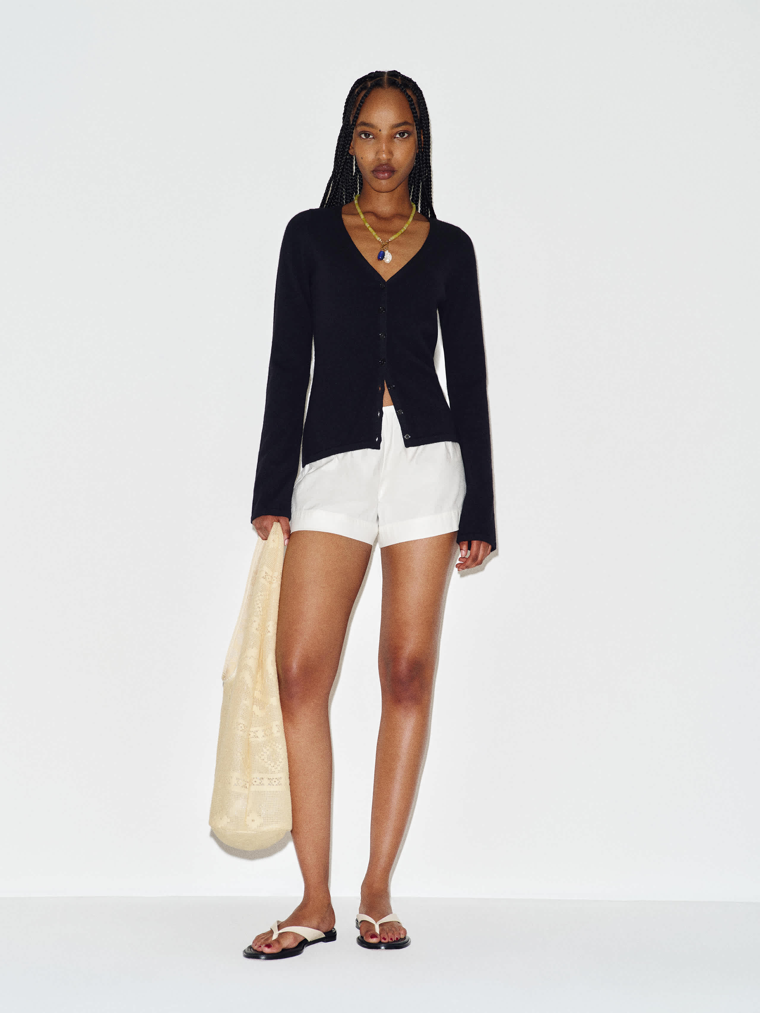 Reformation Bloom Cashmere V - Neck Cardigan Black Xl