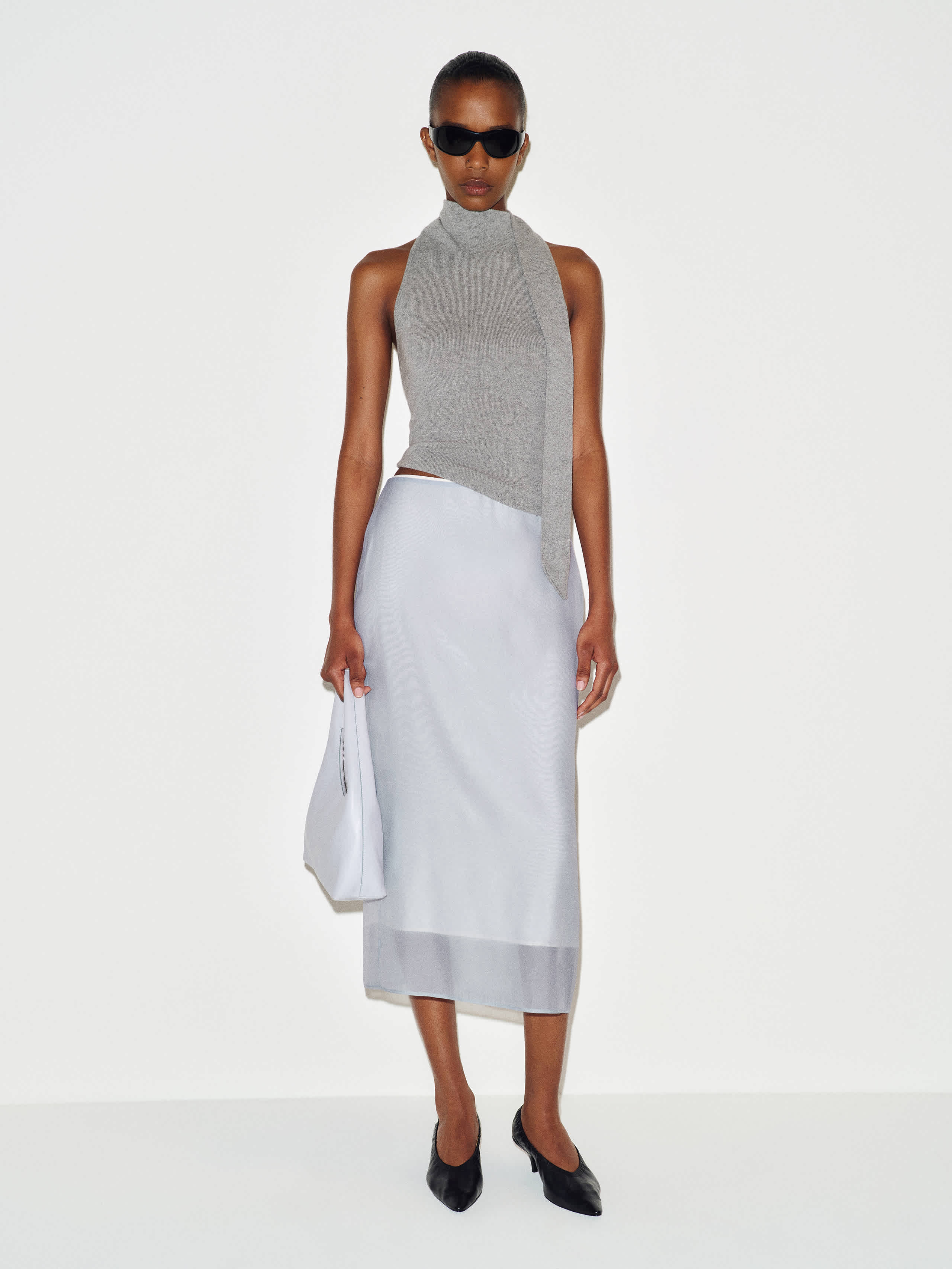 Reformation Helen Low Waist Midi Skirt Grey 0 In Gray