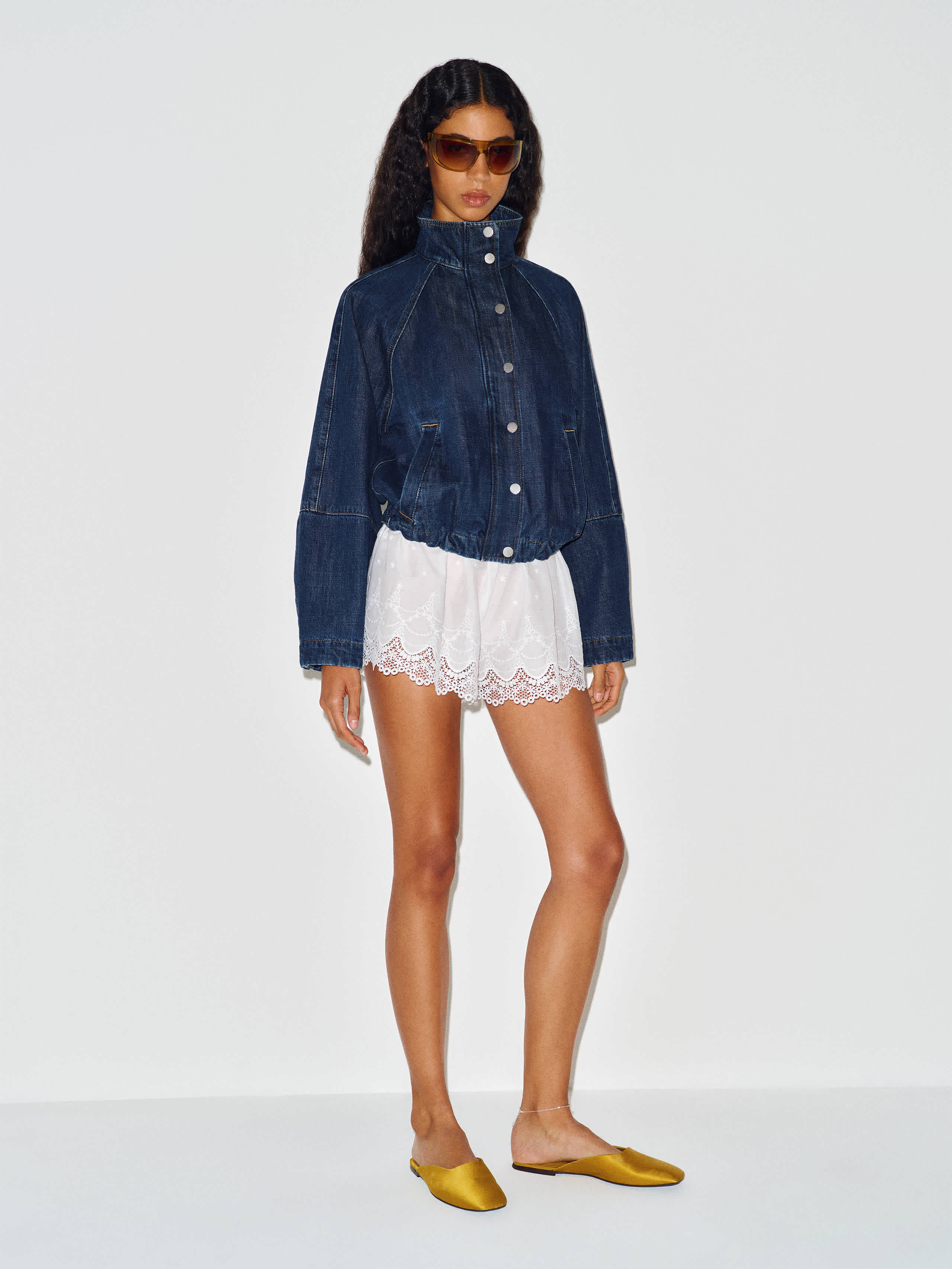 Reformation Corey Denim Bomber Jacket Blue Xs