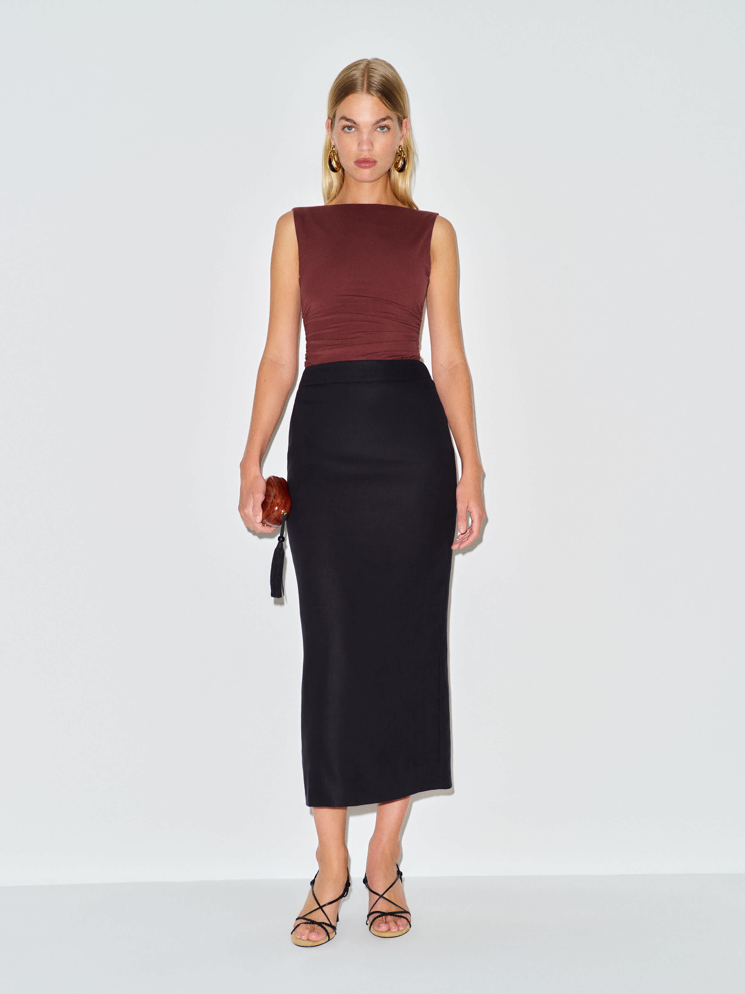 Reformation Poppy Knit Bodysuit Red Xs In Burgundy