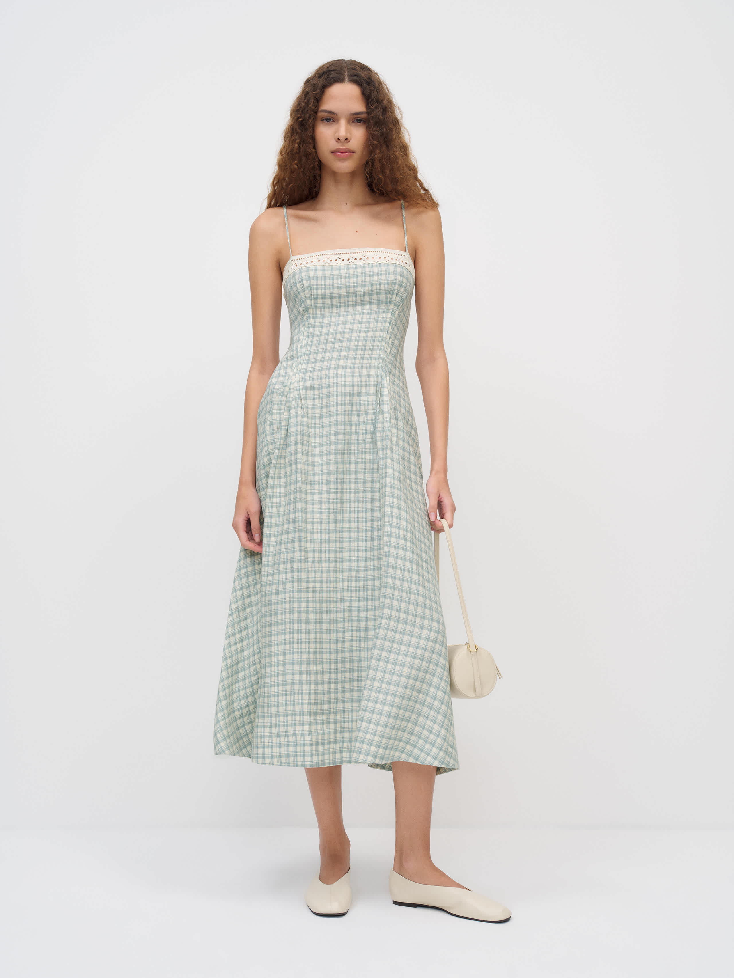 Reformation Pomona Linen Dress Blue 0