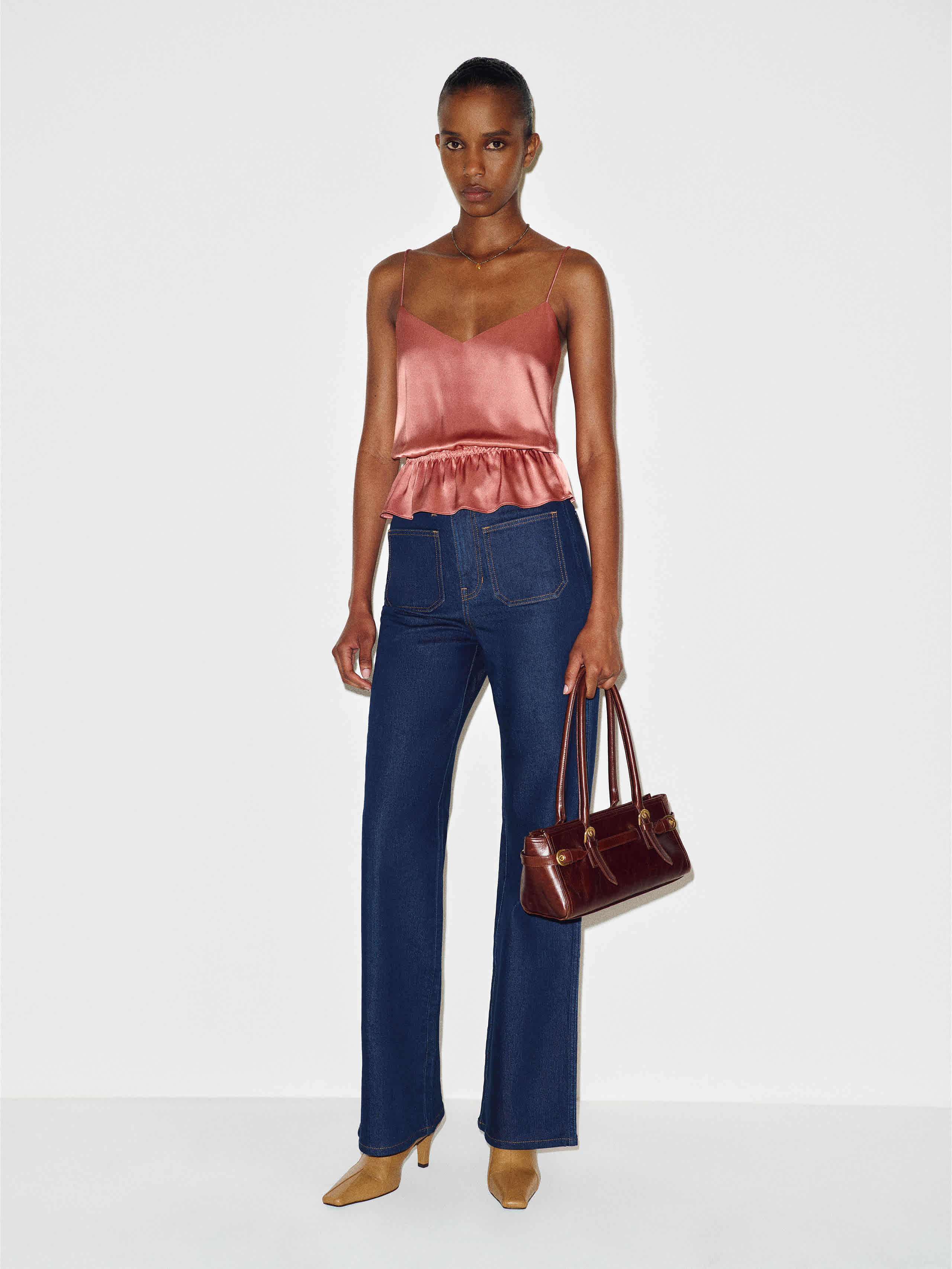 Reformation Fiorenzo Silk Top Pink Large