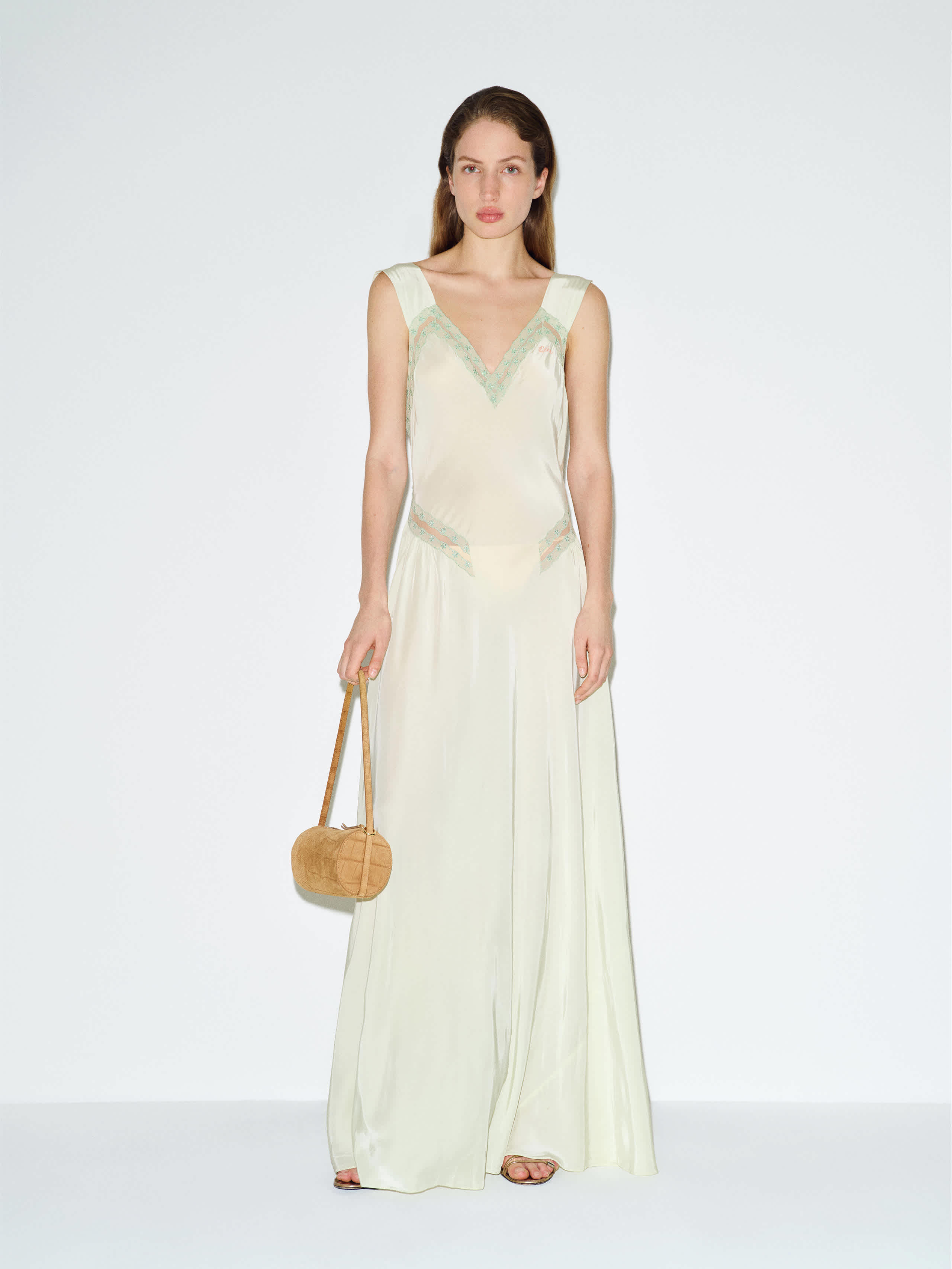 Reformation Vintage Esther Slip Green Lace