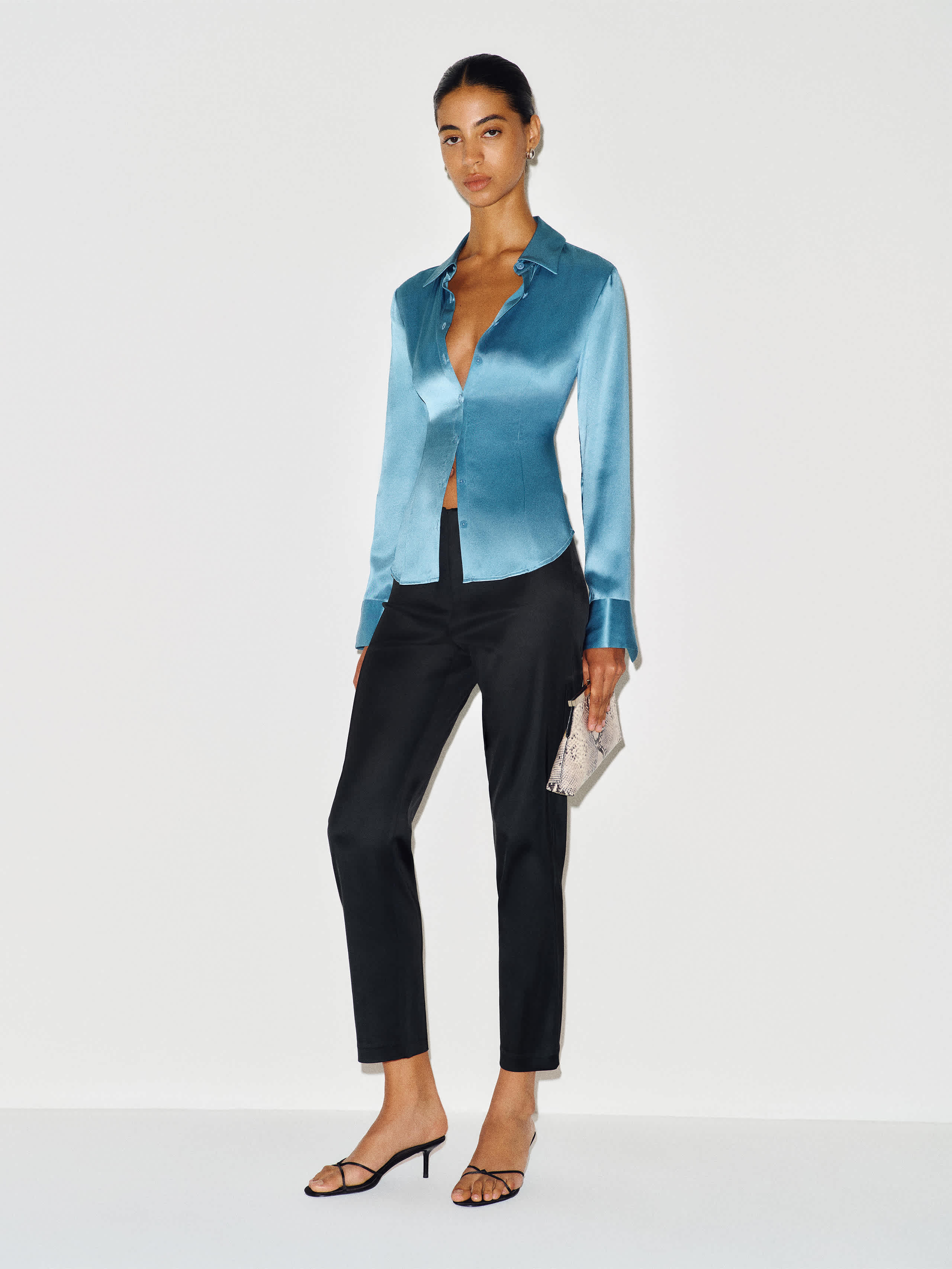 Reformation Pantalon En Satin Taille Mi-haute Hadley Noir 34
