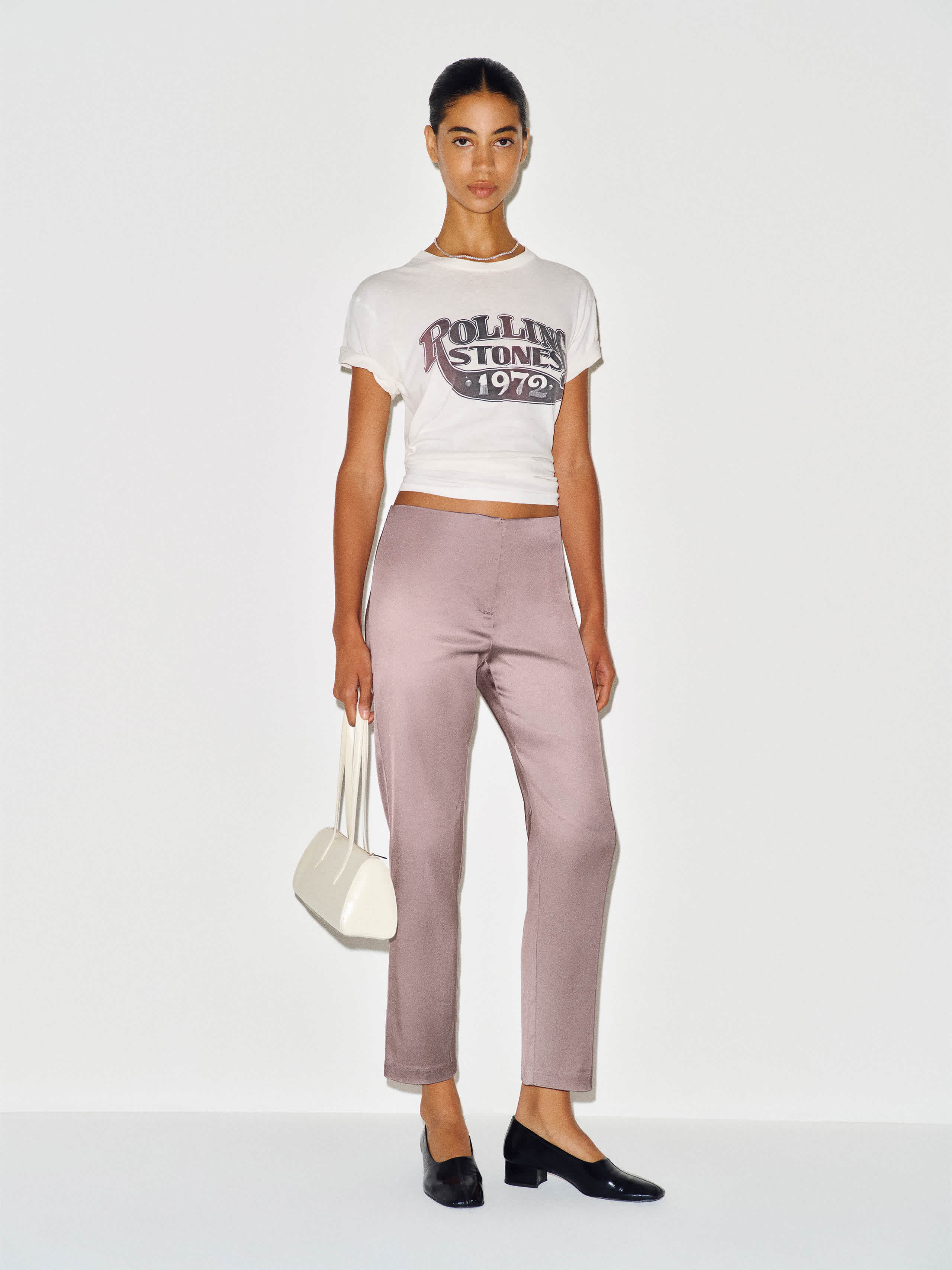 Reformation Hadley Mid Rise Satin Pant Grey 0
