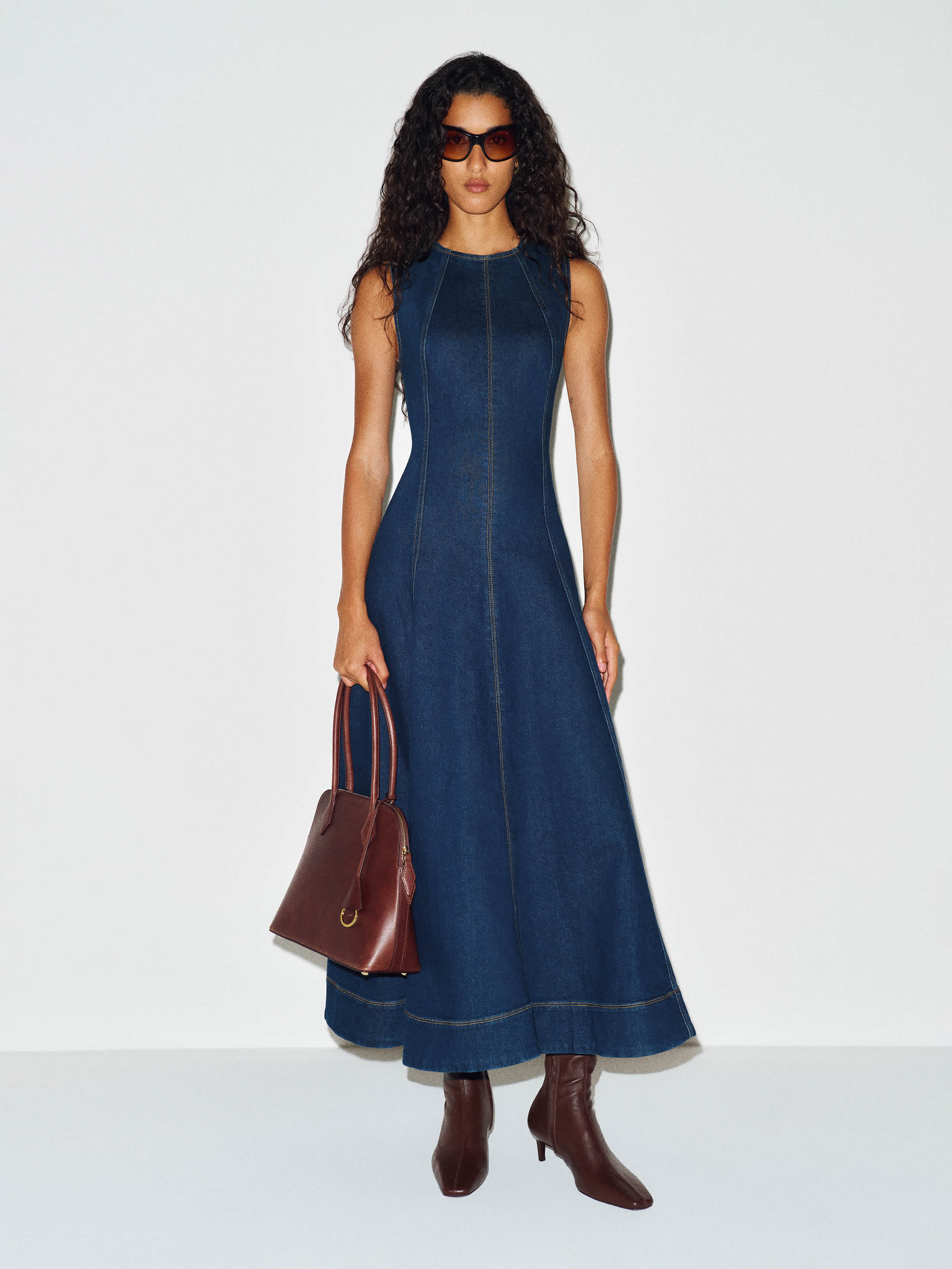 Reformation Cecilia Denim Midi Dress Blue 0