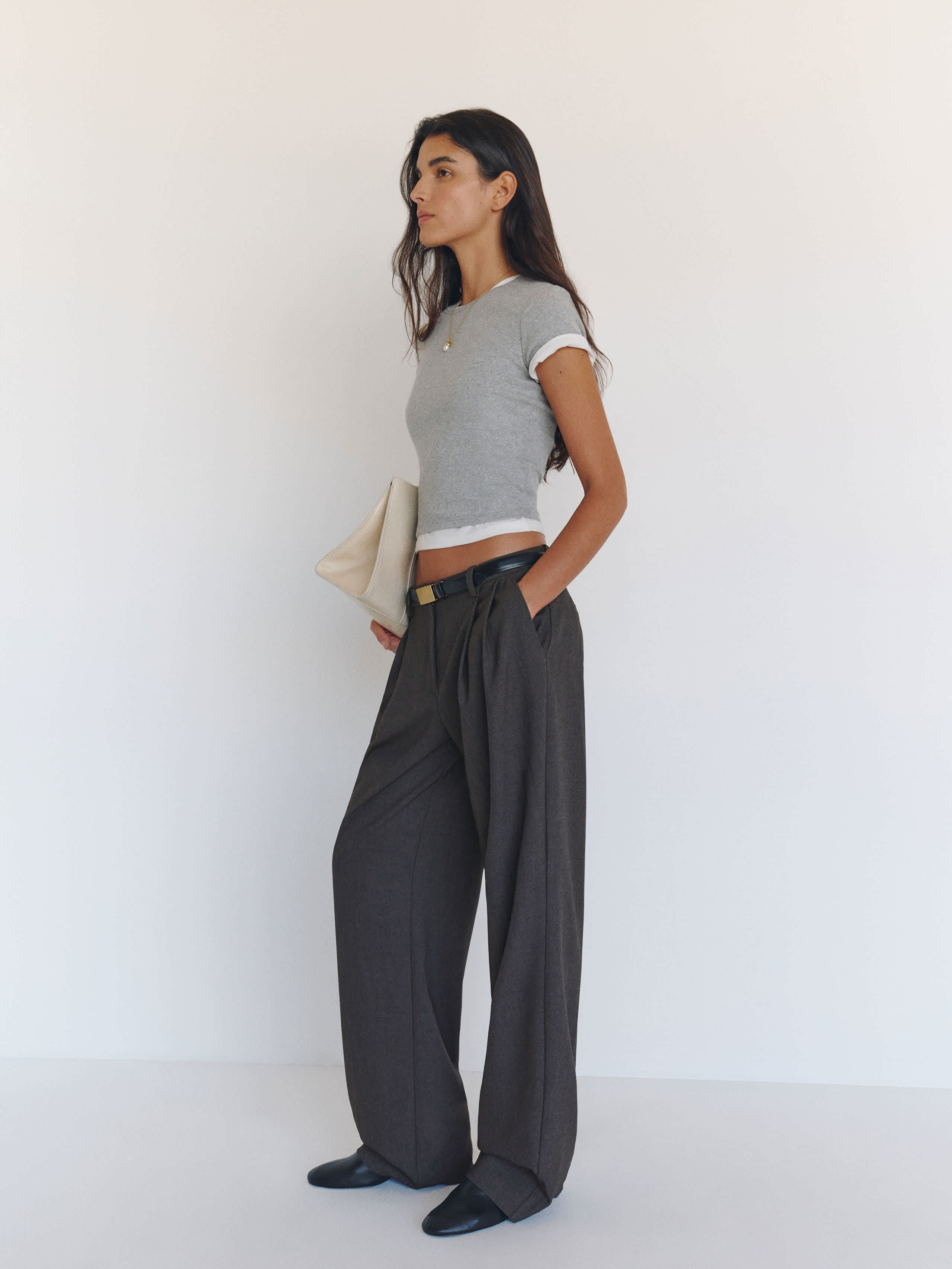 Reformation Frances Low Rise Relaxed Pant Grey 0