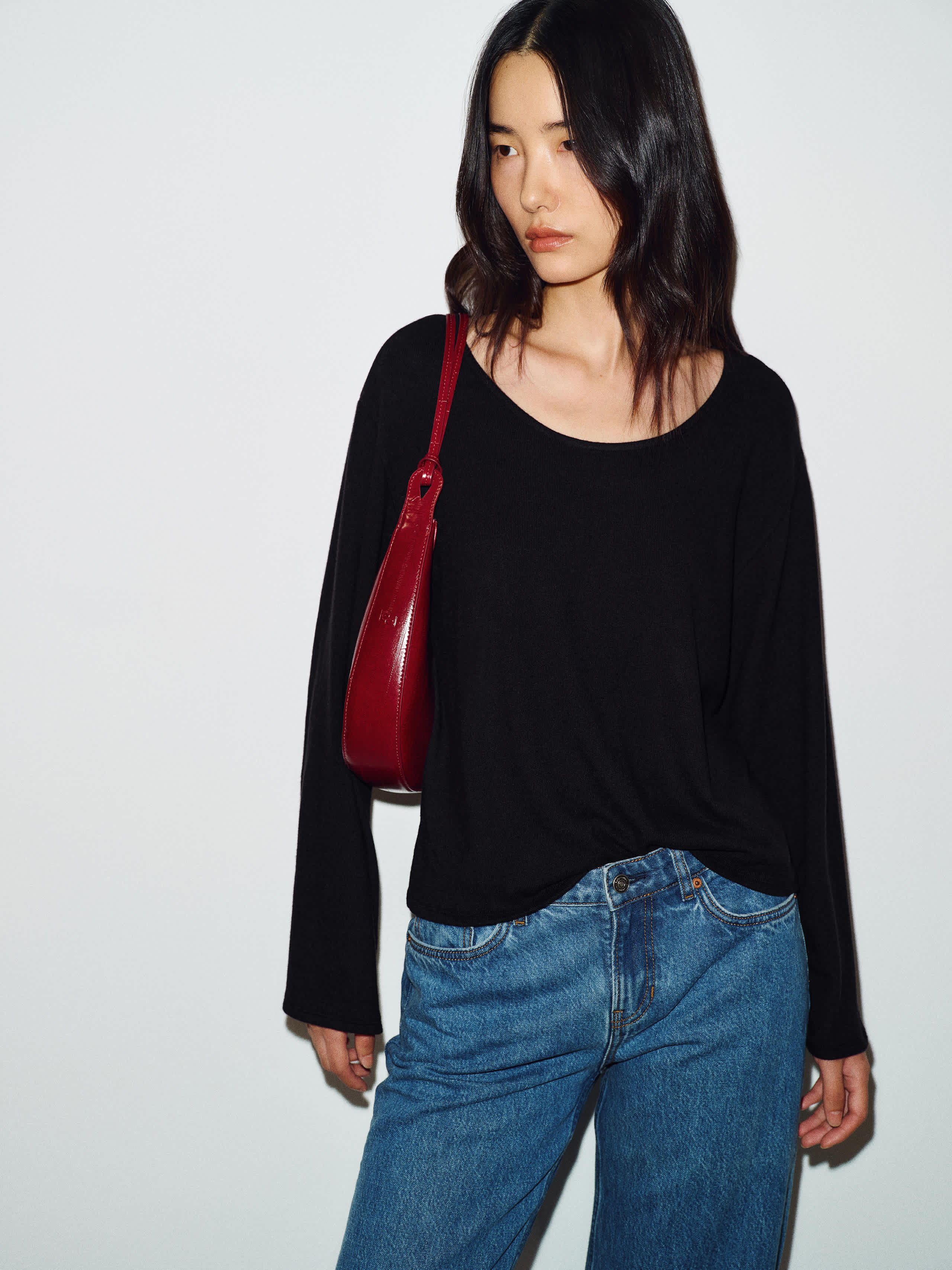 Reformation Cova Knit Top Black Large In Red