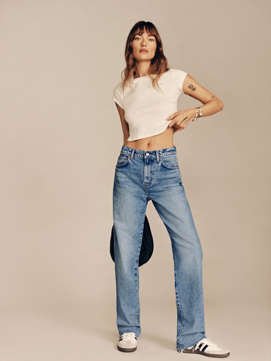 Rowe Mid Rise Relaxed Straight Jeans - Sustainable Denim