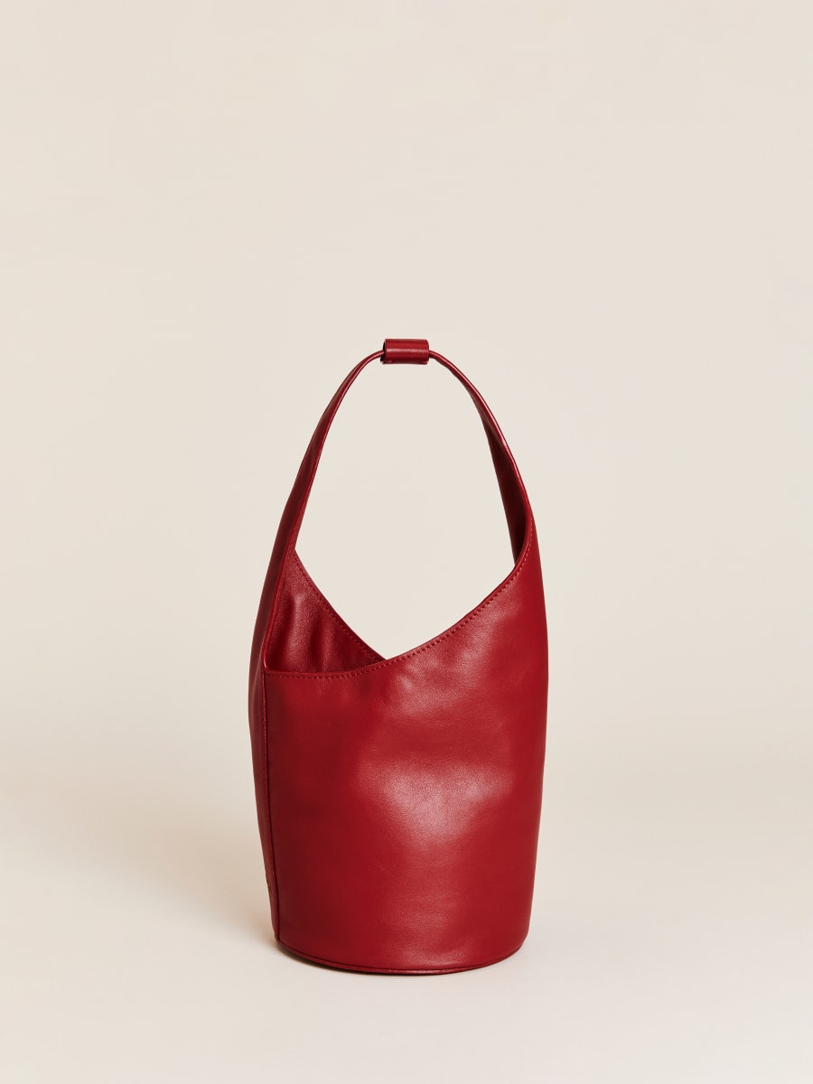 Reformation - Black Leather Woven Basket-Style Bucket Bag – Current Boutique