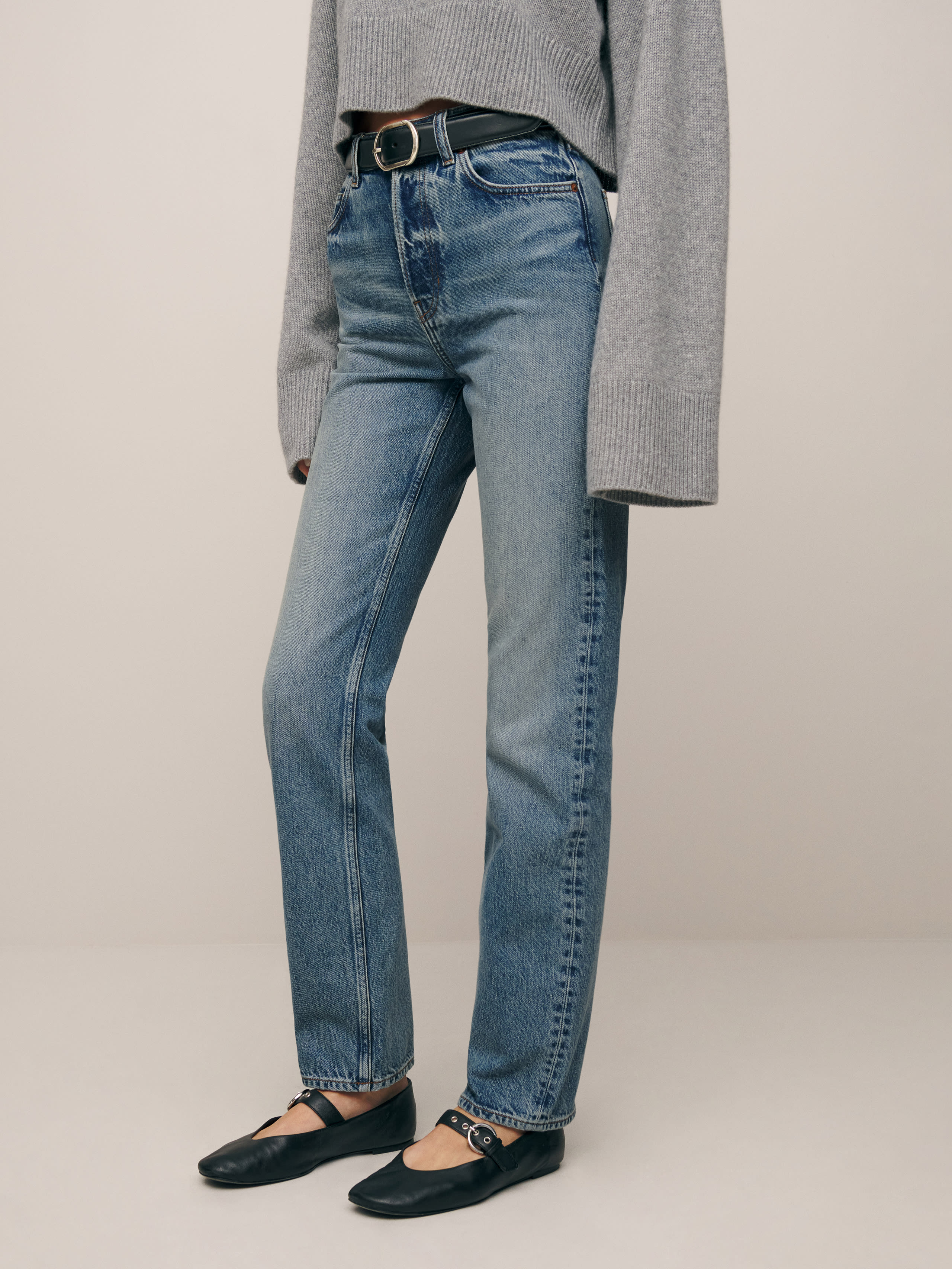 Reformation Cynthia High Rise Straight Jeans In Galway