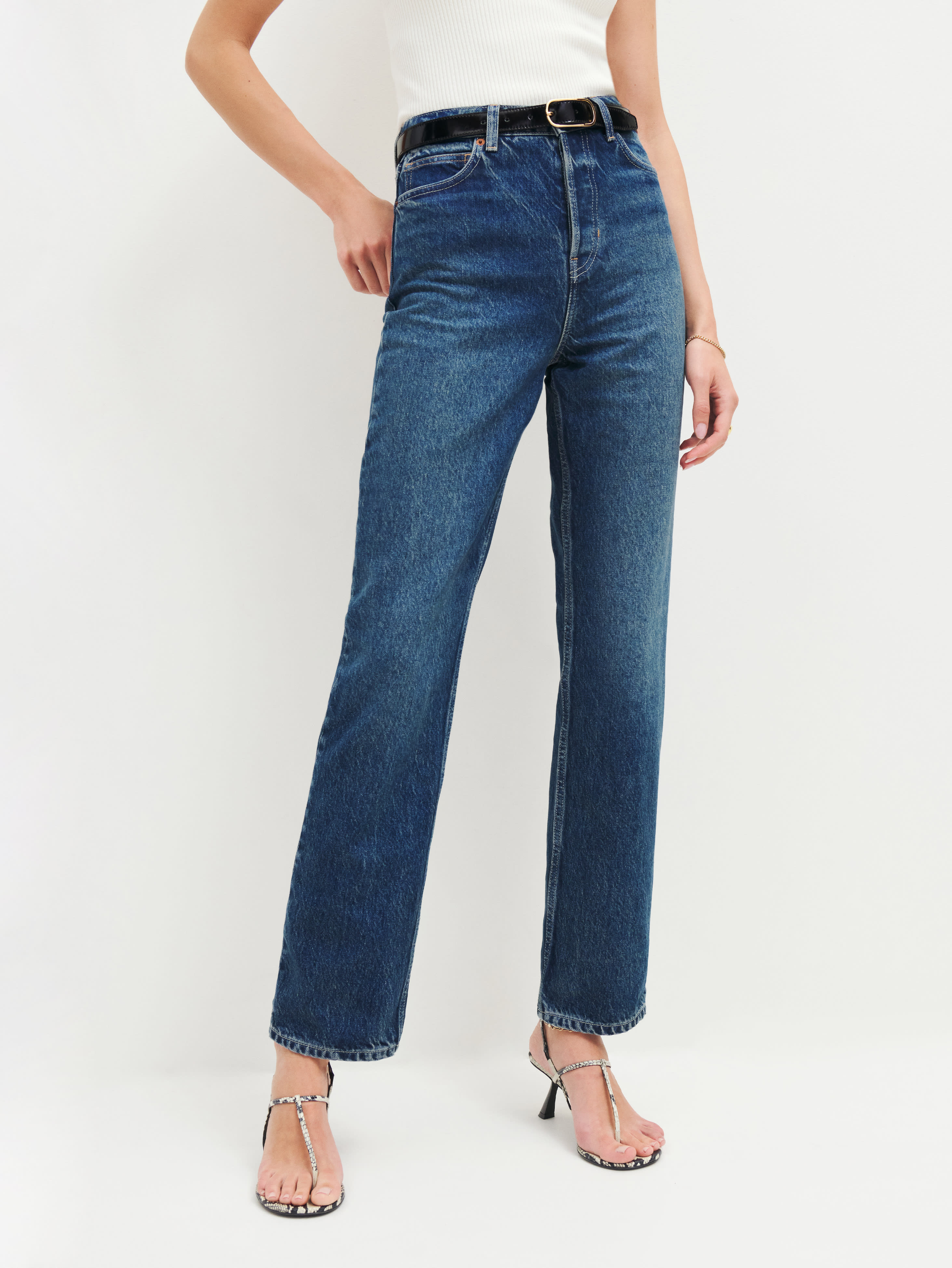 Reformation Cynthia High Rise Straight Jeans In Lanier