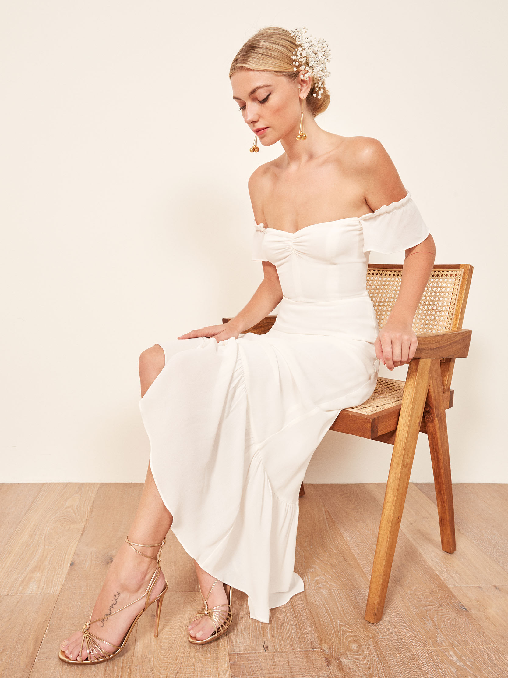 Reformation Butterfly Dress In Ivory