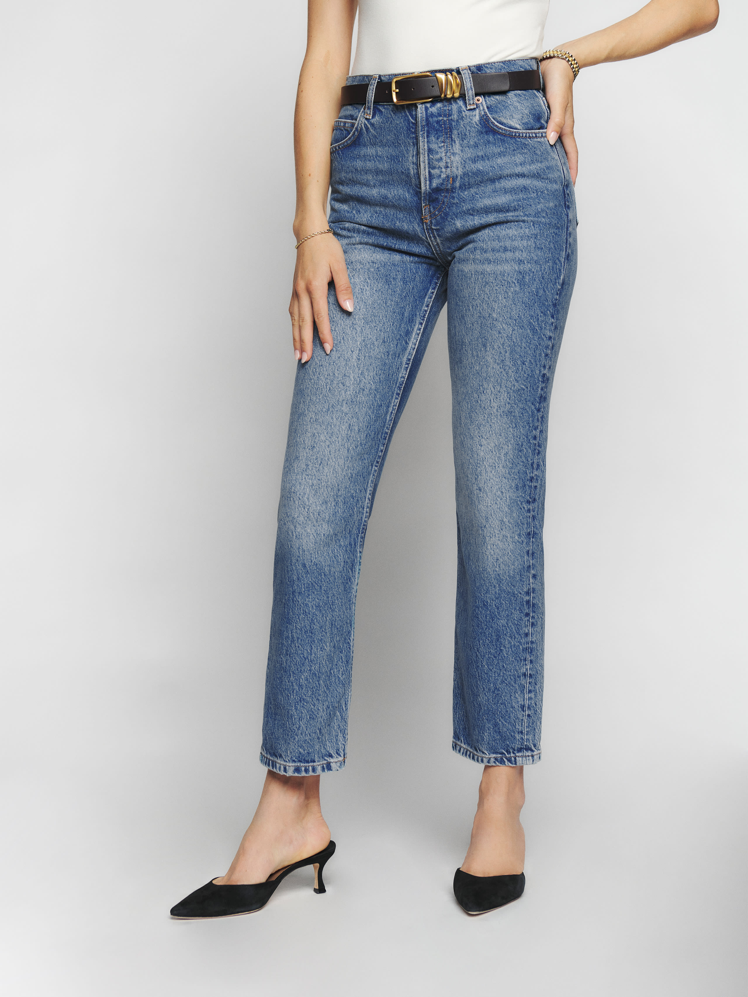 Reformation Cynthia High Rise Straight Cropped Jeans In Colorado