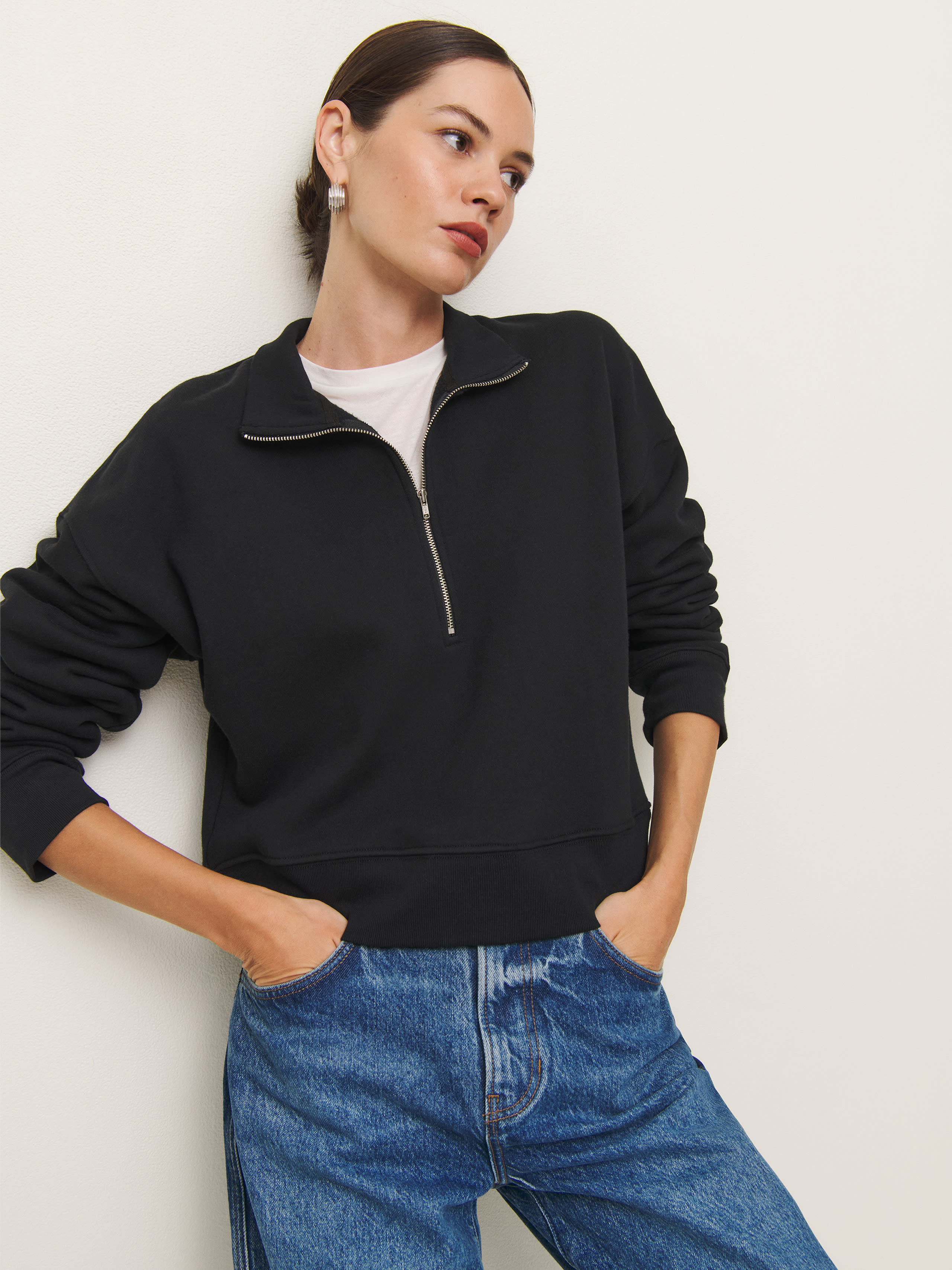 REFORMATION MARLA ZIP SWEATSHIRT 