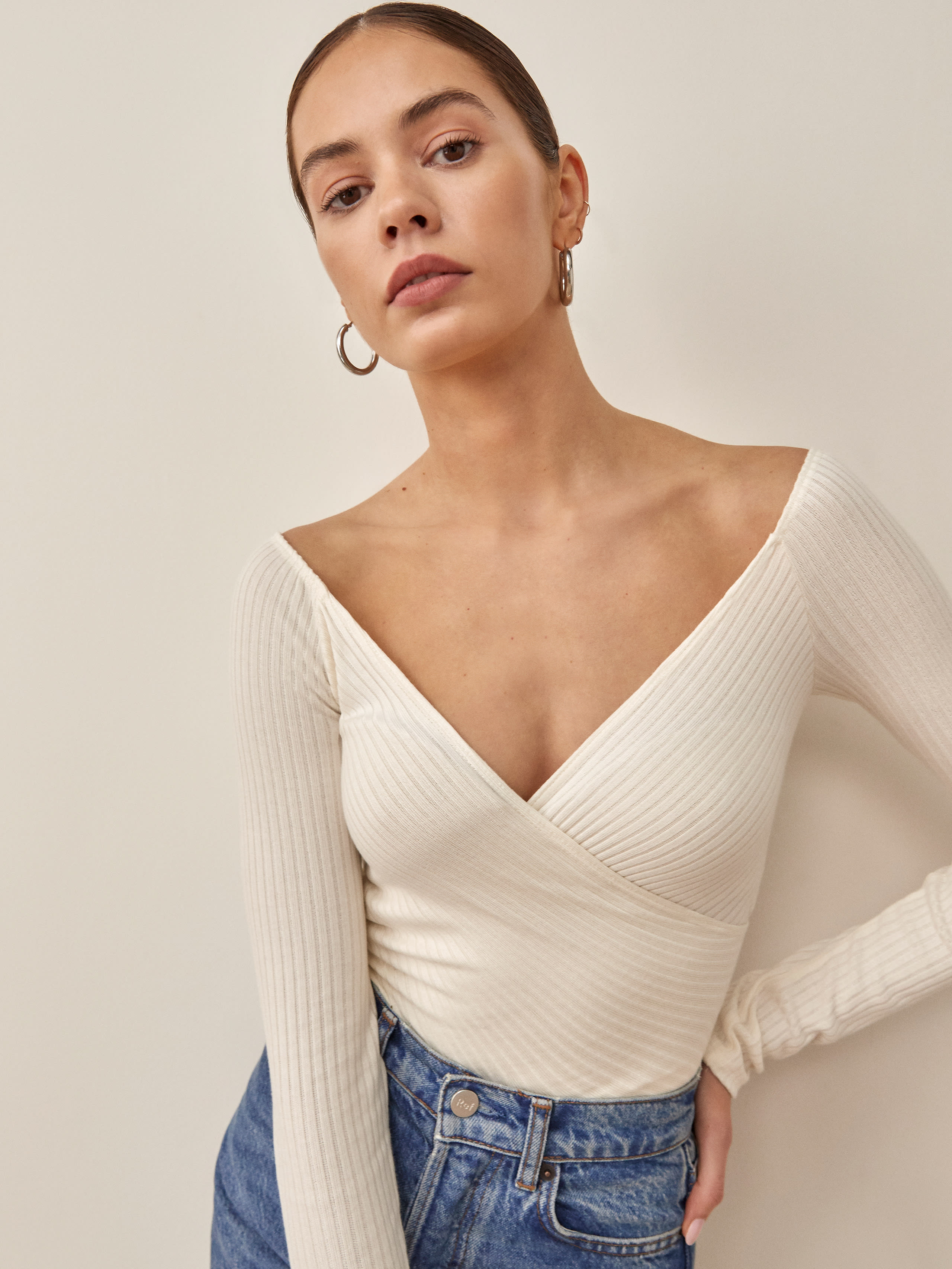 Reformation Minnie Knit Top In Ivory